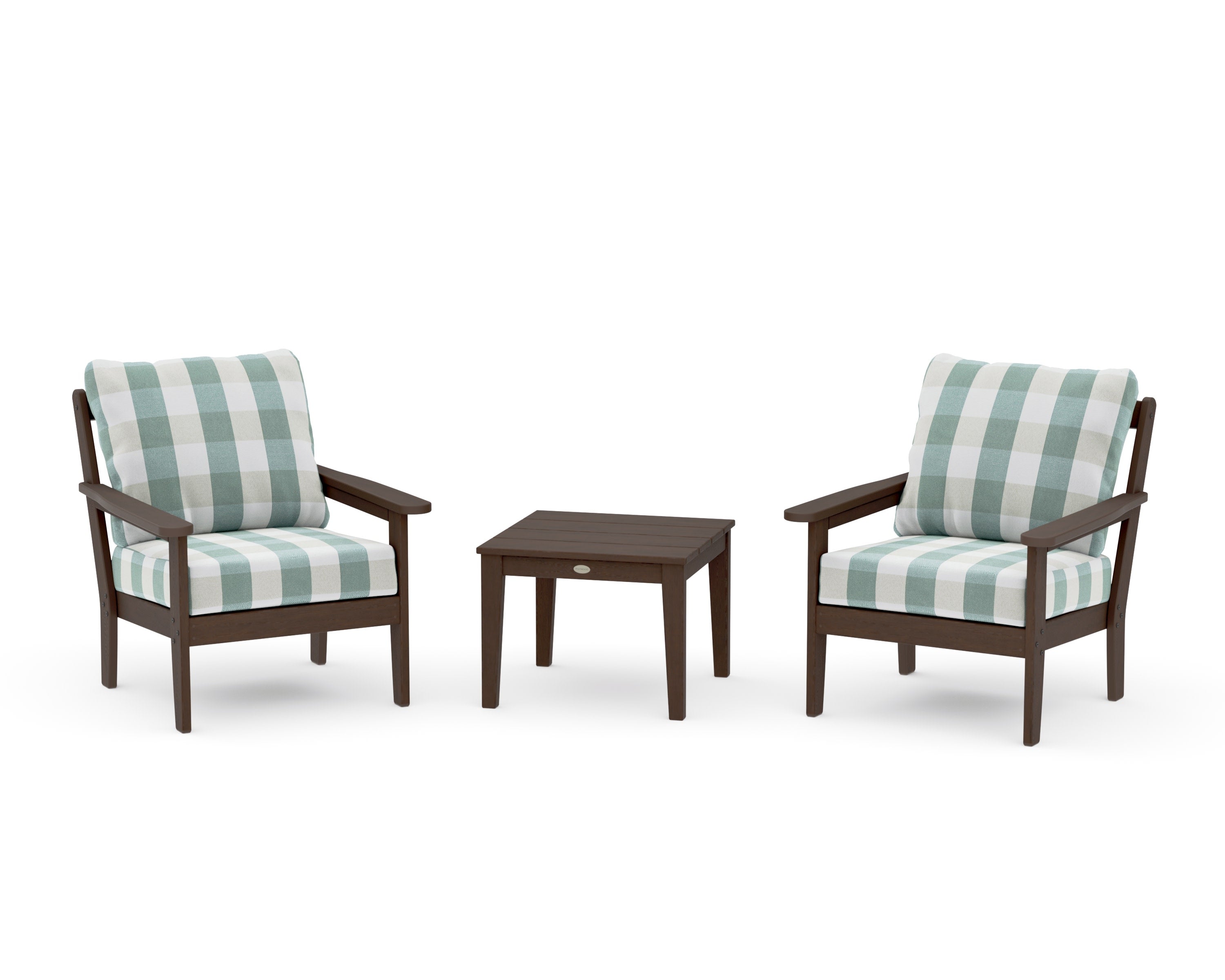 Cottage 3-Piece Deep Seating Set in Kona / Buffalo Plaid Glacier Spa
