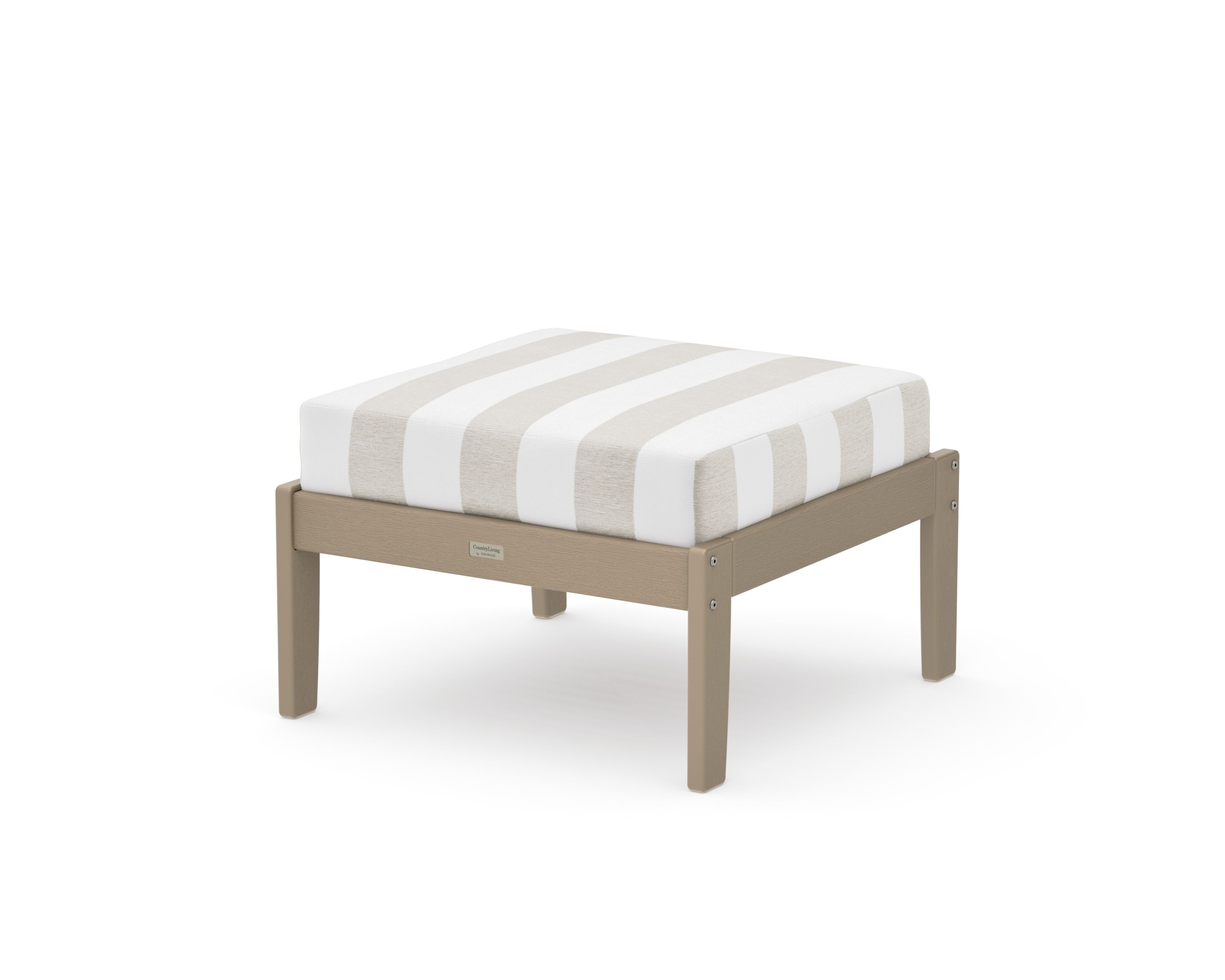 Cottage Deep Seating Ottoman in Vintage Sahara / Cabana Stripe Dune Burlap