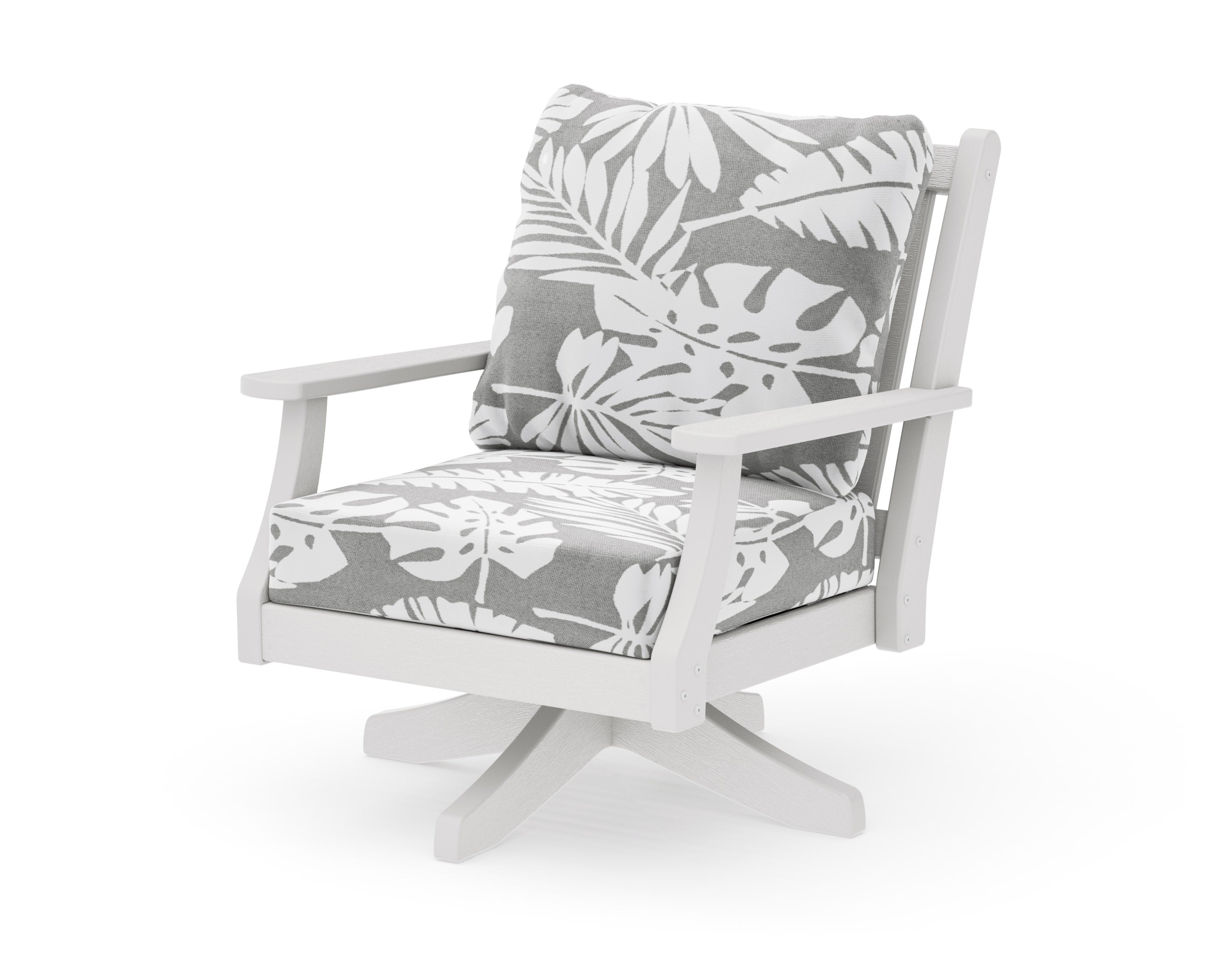 Wovendale Deep Seating Swivel Chair in Vintage White / Leaf Grey Mist