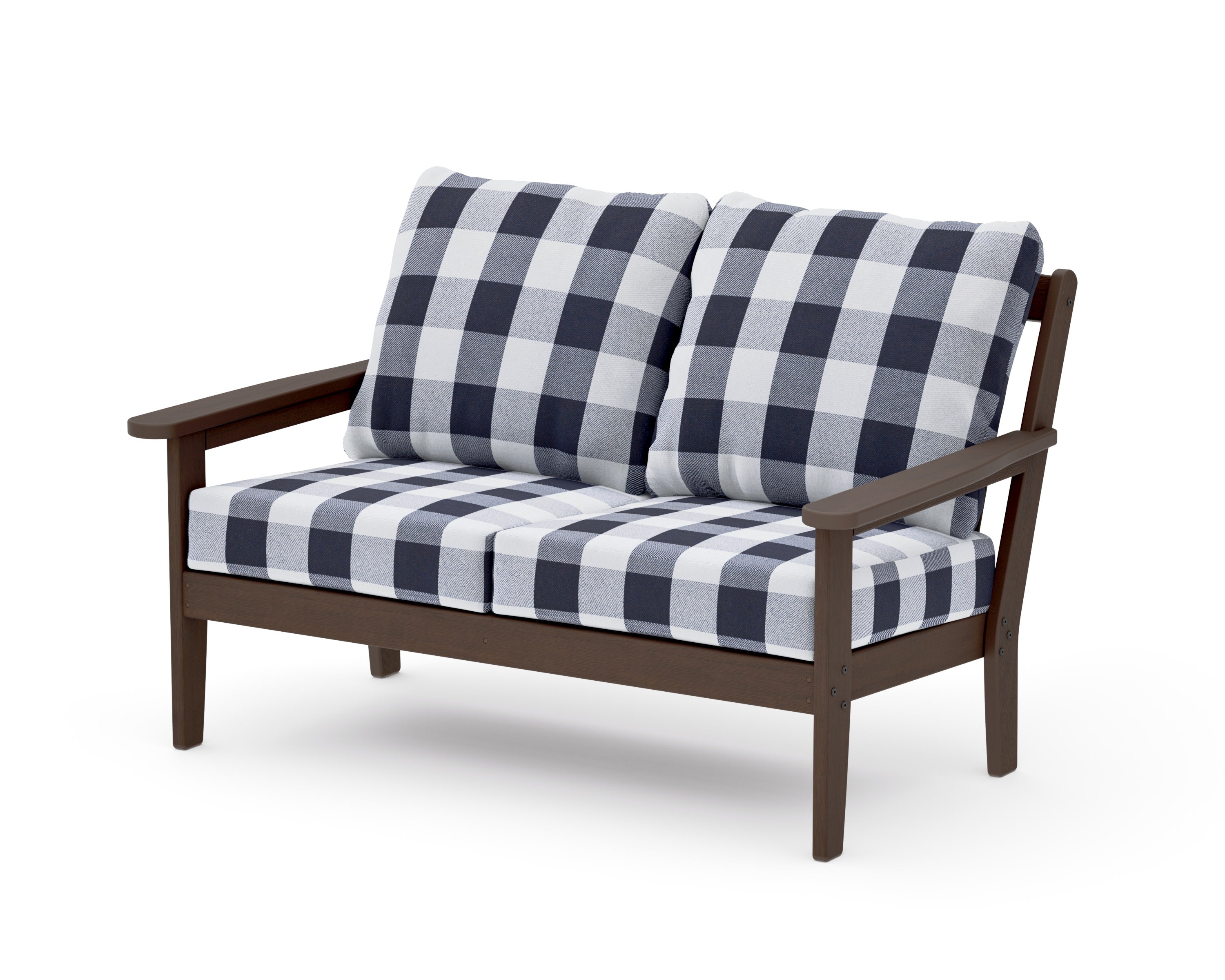 Cottage Deep Seating Loveseat in Kona / Buffalo Plaid Navy