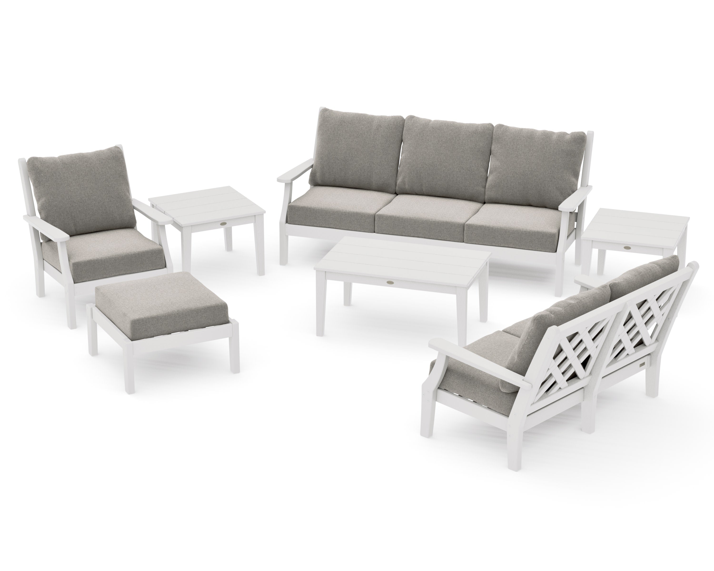 Wovendale 7-Piece Deep Seating Set in Vintage White / Weathered Tweed