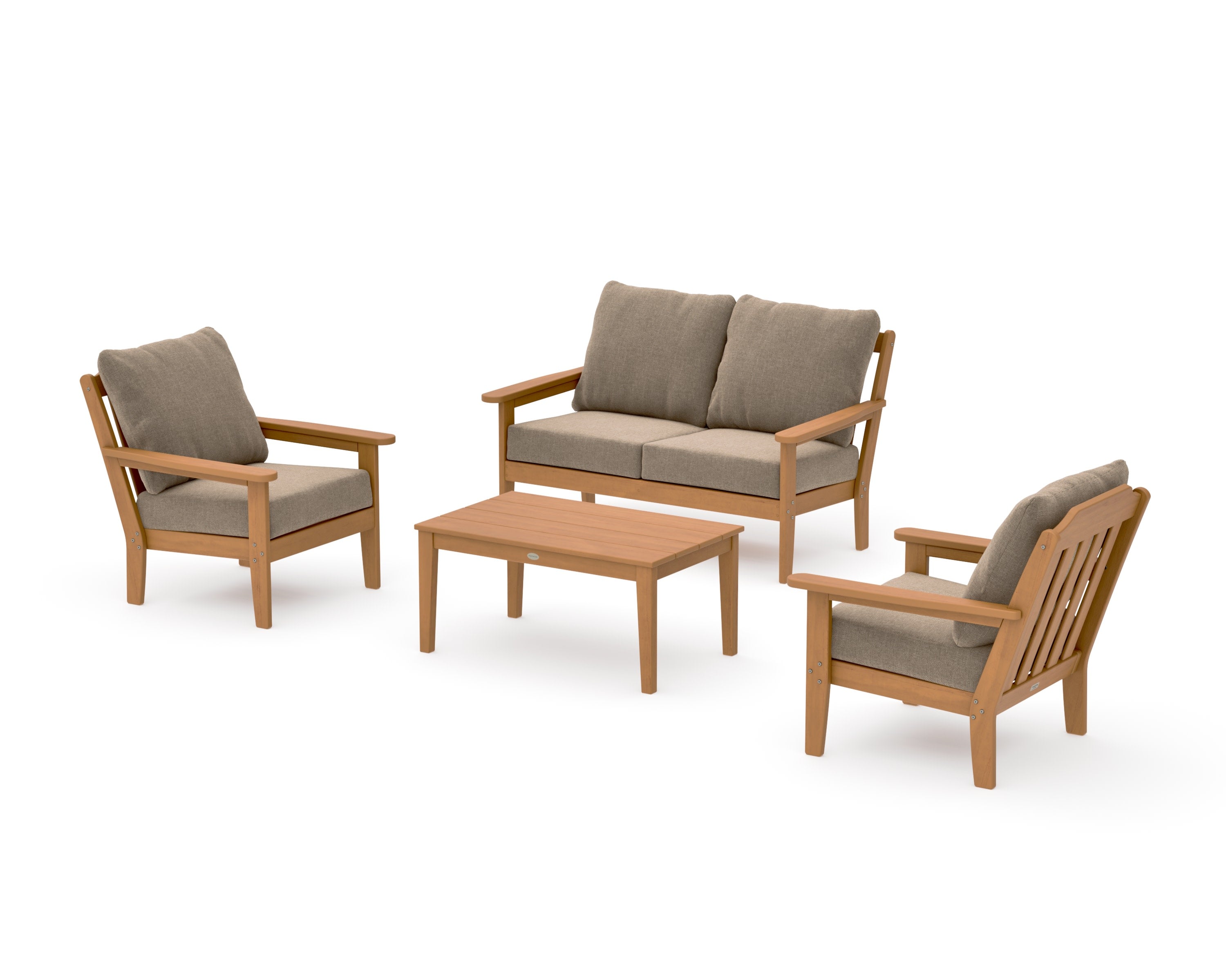 Cottage 4-Piece Deep Seating Set with Loveseat in Natural / Spiced Burlap