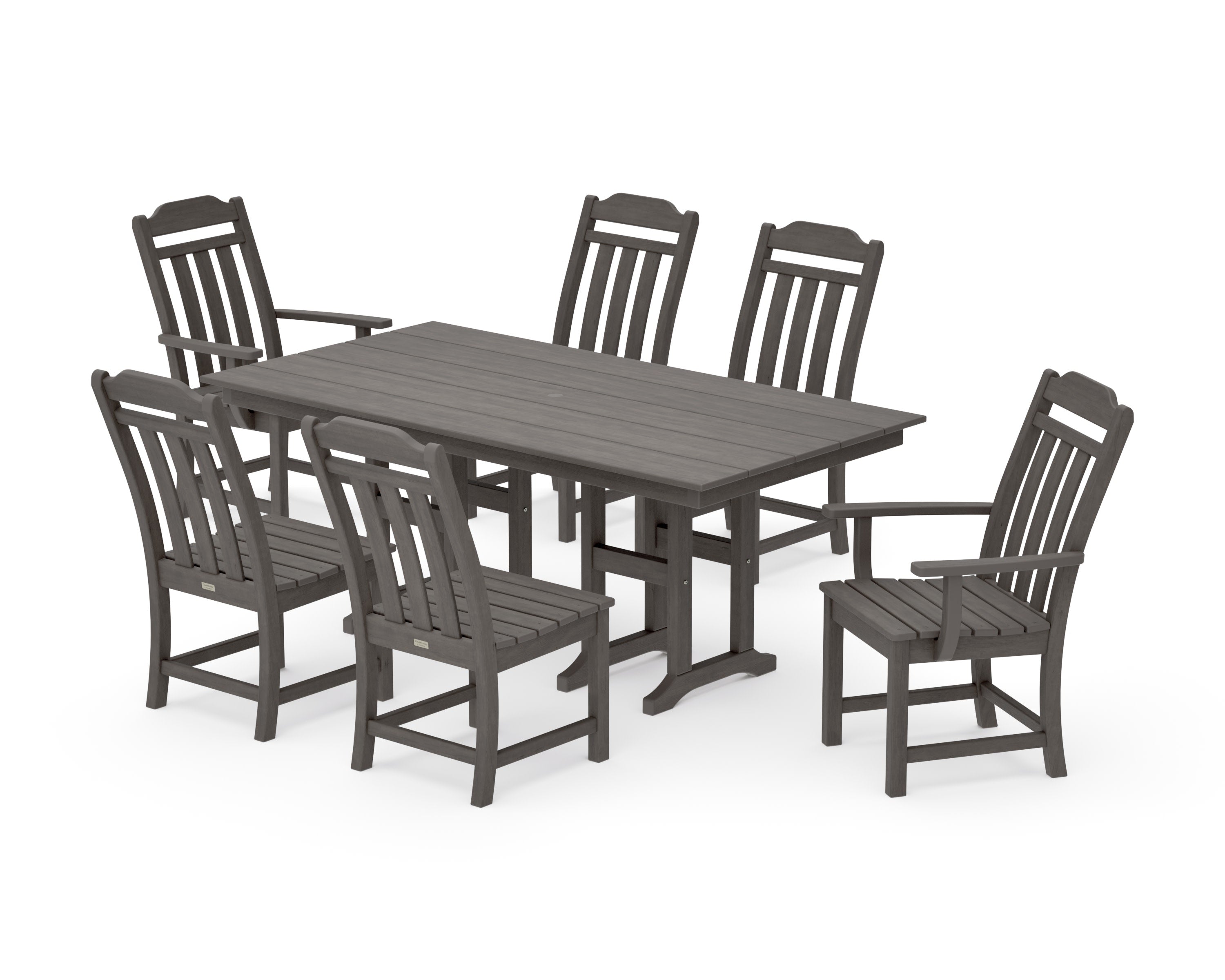 Cottage 7-Piece Farmhouse Dining Set in Driftwood
