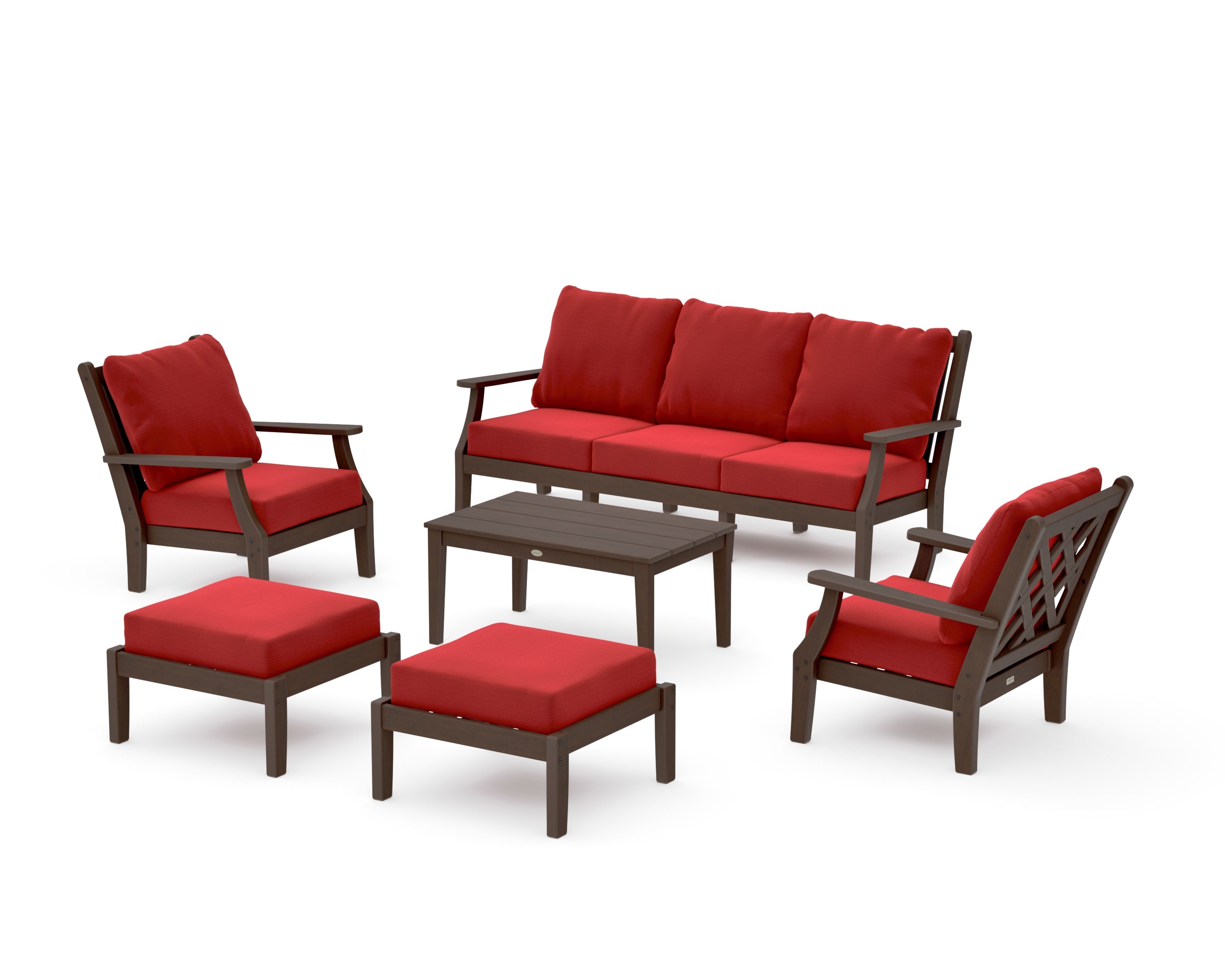 Wovendale 6-Piece Lounge Sofa Set in Kona / Crimson Linen