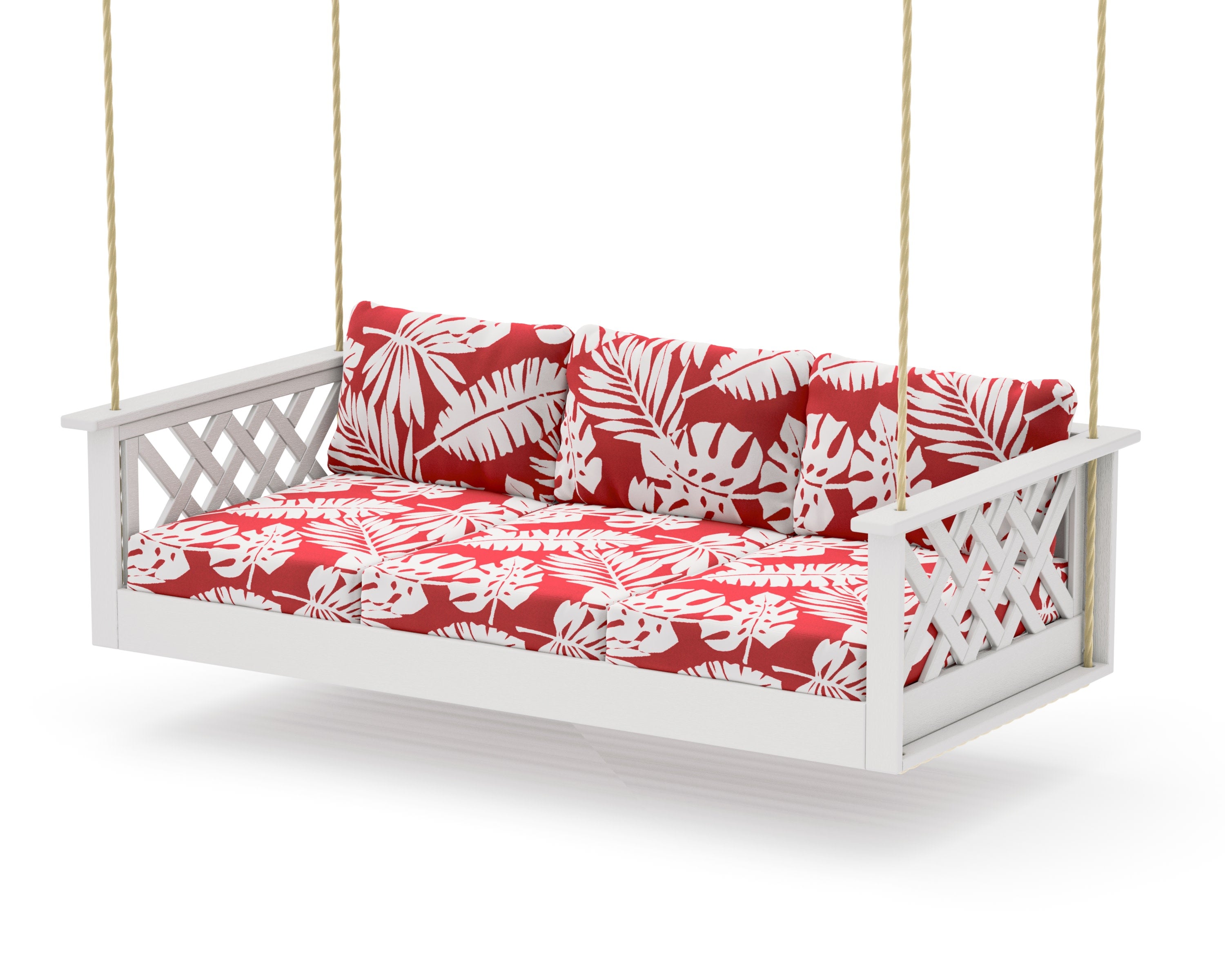 Wovendale Daybed Swing in Vintage White / Leaf Crimson