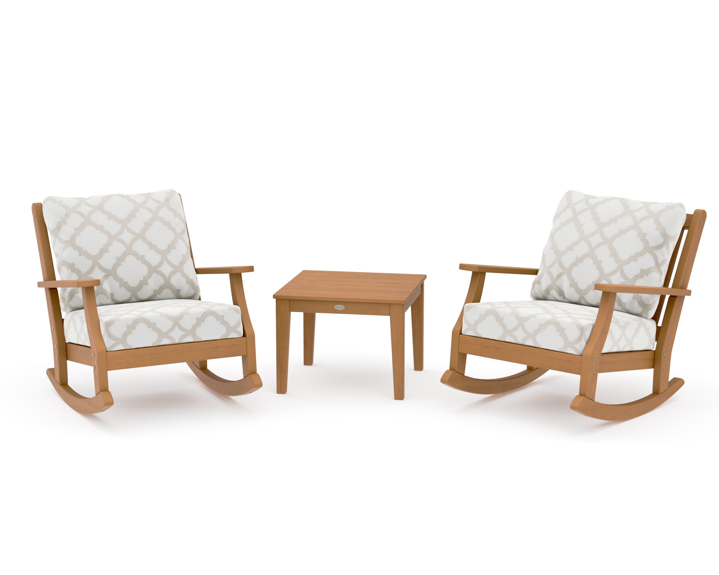 Wovendale 3-Piece Deep Seating Rocker Set in Natural / Trellis Dune Burlap