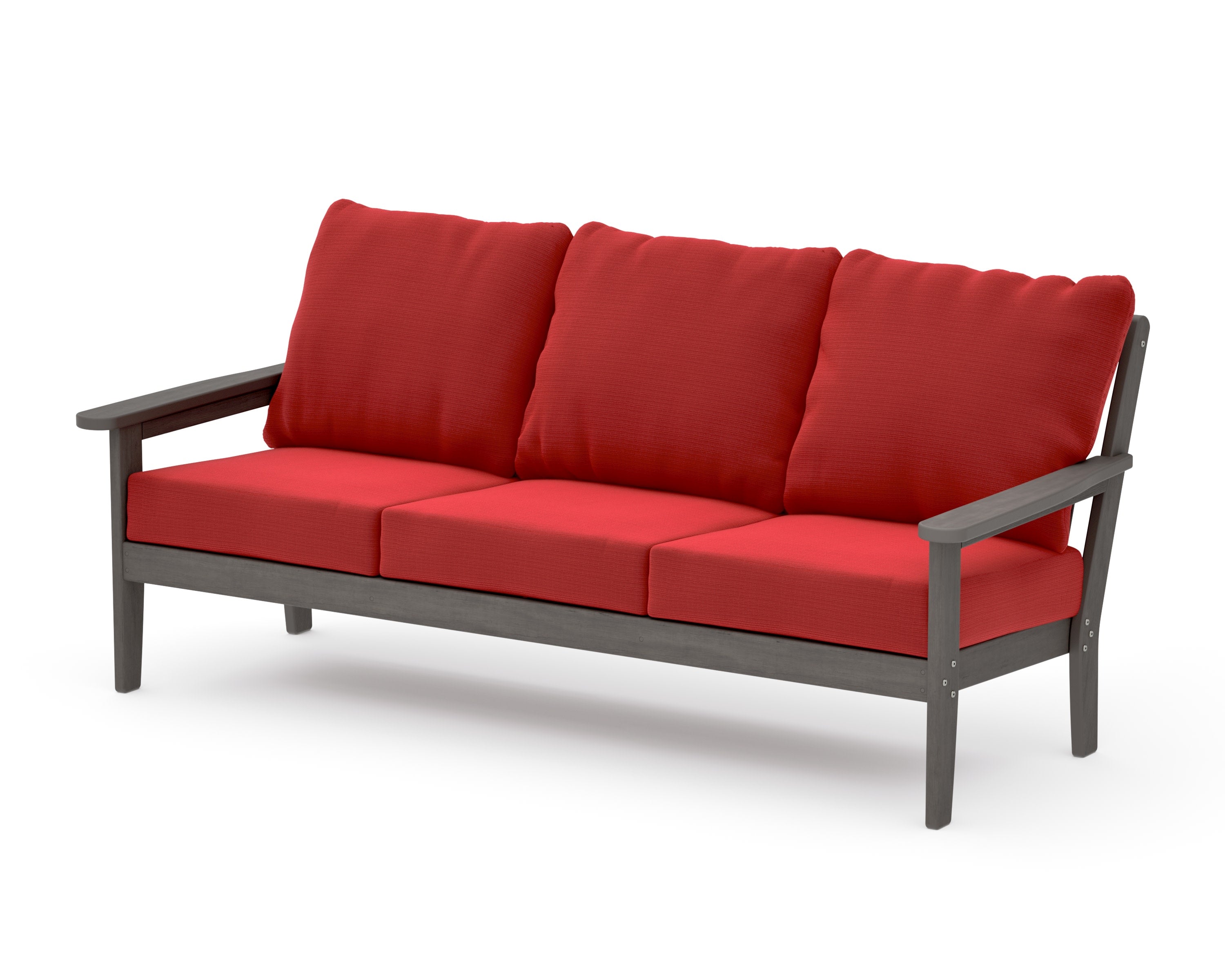 Cottage Deep Seating Sofa in Driftwood / Crimson Linen