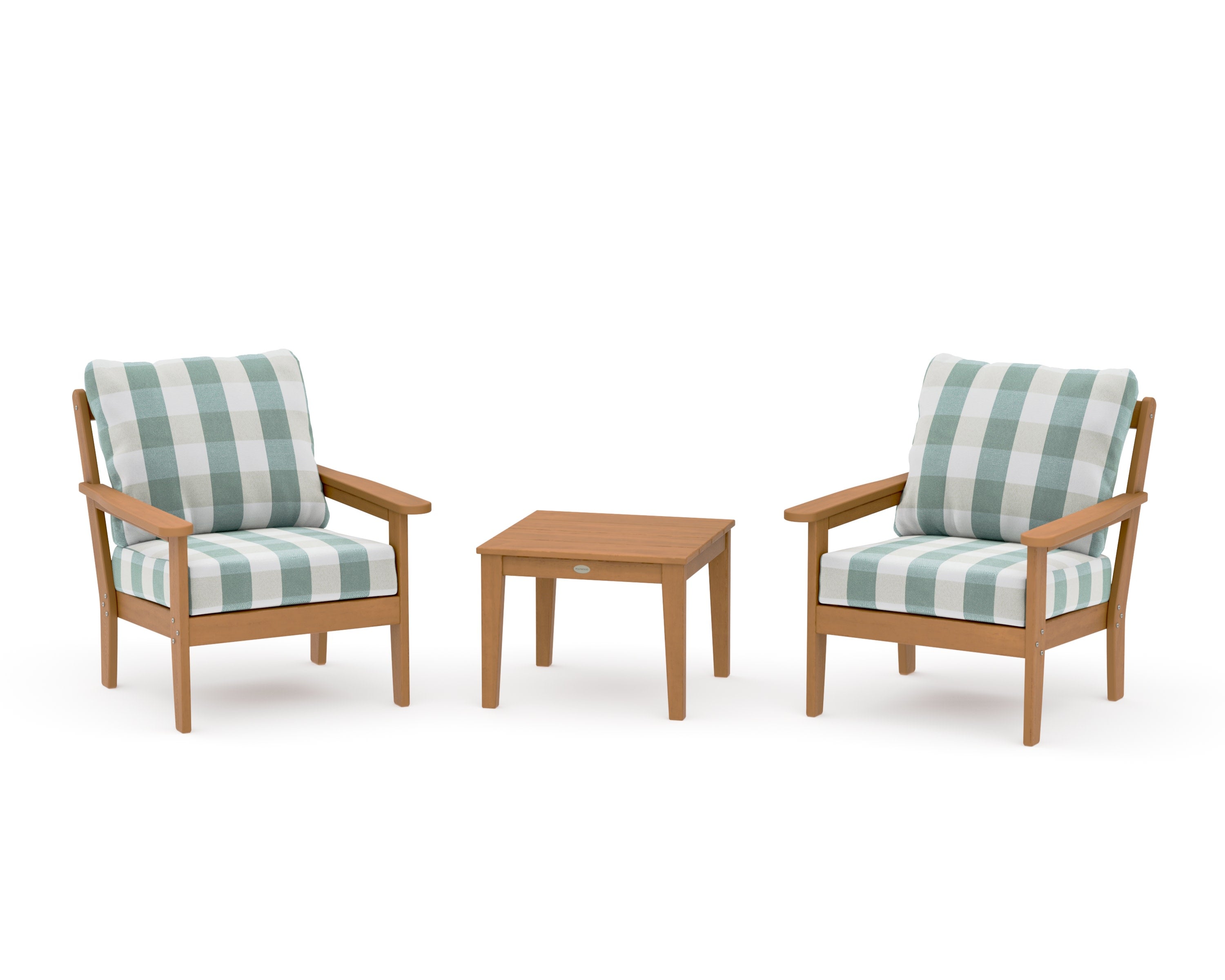 Cottage 3-Piece Deep Seating Set in Natural / Buffalo Plaid Glacier Spa