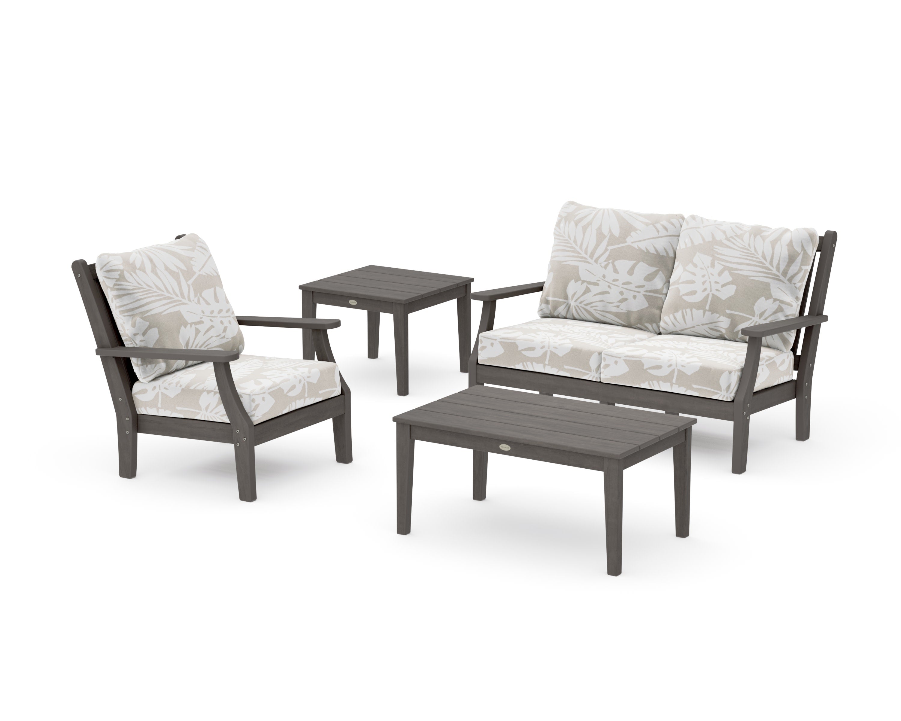 Wovendale 4-Piece Deep Seating Set in Driftwood / Leaf Dune Burlap