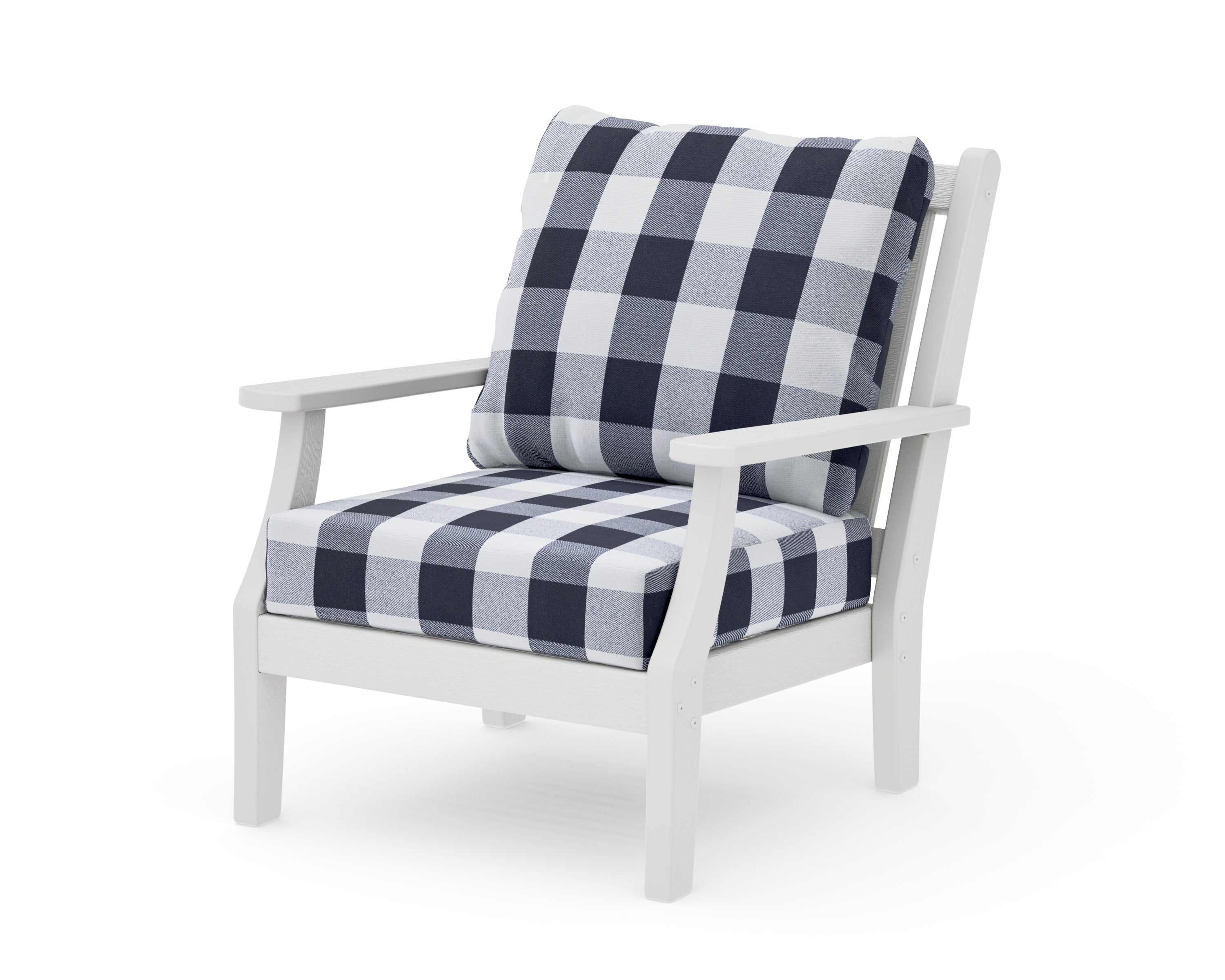 Wovendale Deep Seating Chair in Vintage White / Buffalo Plaid Navy