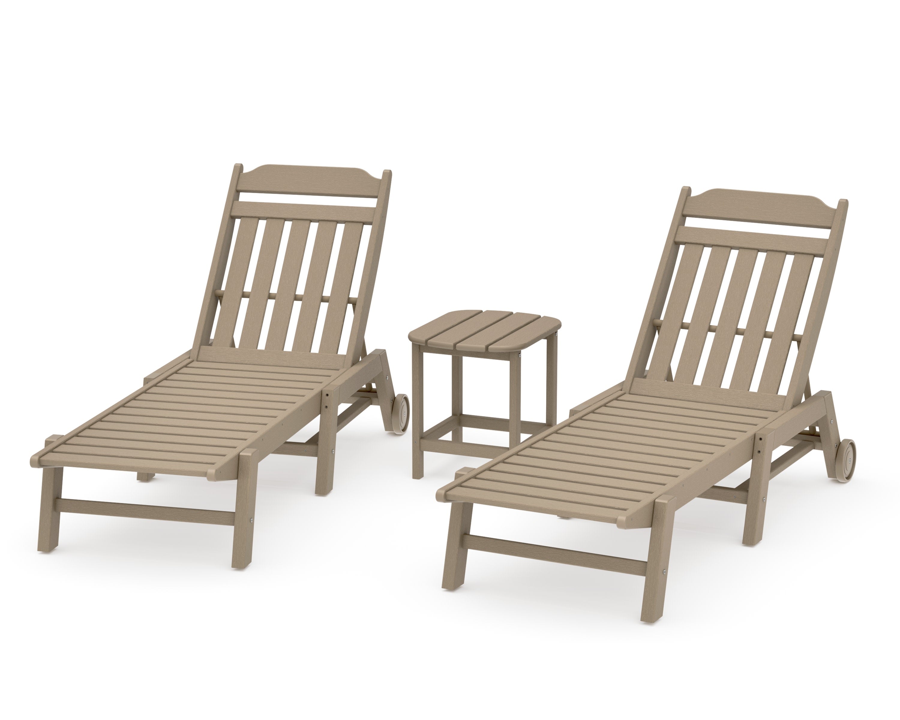 Cottage 3-Piece Chaise Set with Wheels in Vintage Sahara