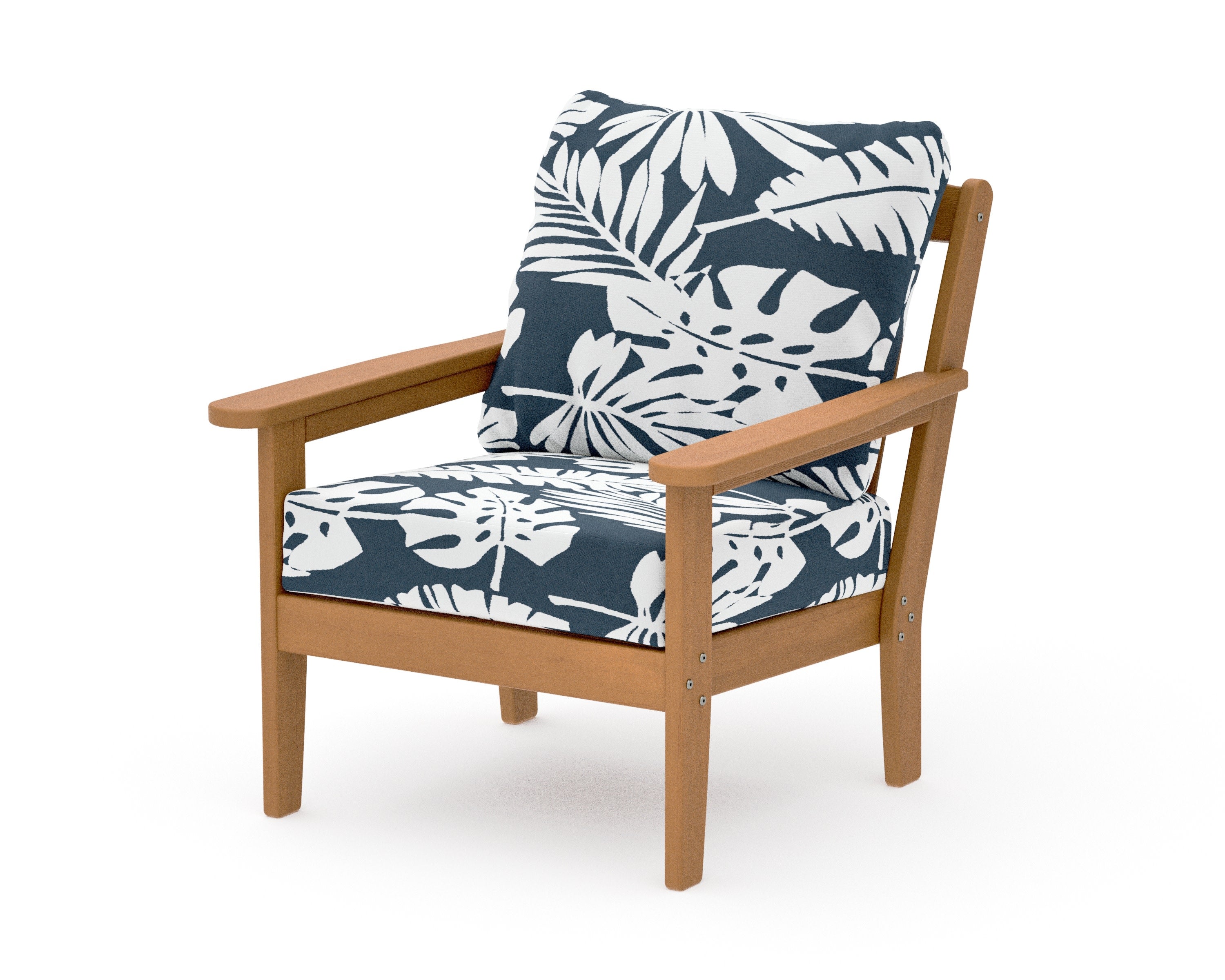 Cottage Deep Seating Chair in Natural / Leaf Marine Indigo