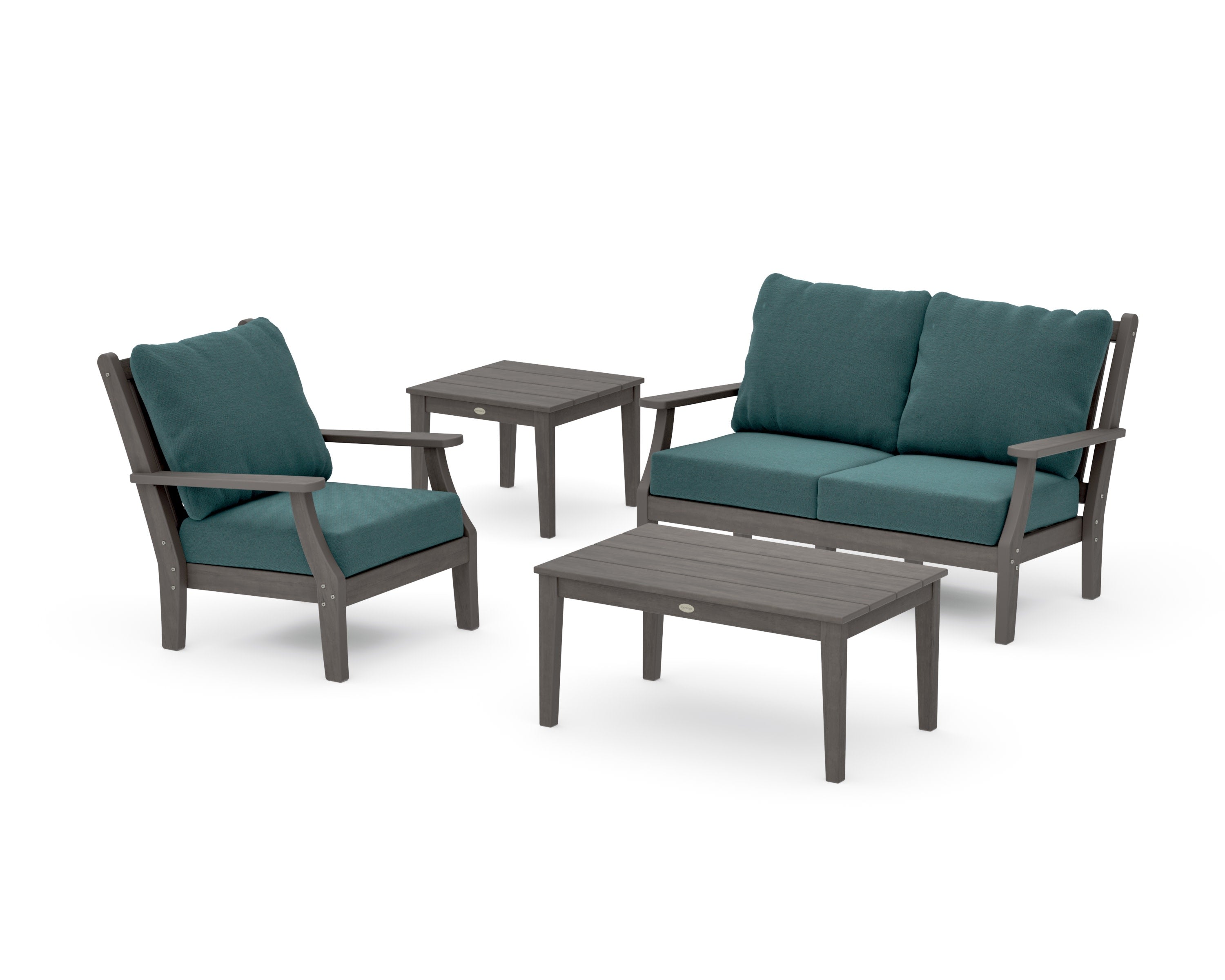 Wovendale 4-Piece Deep Seating Set in Driftwood / Ocean Teal