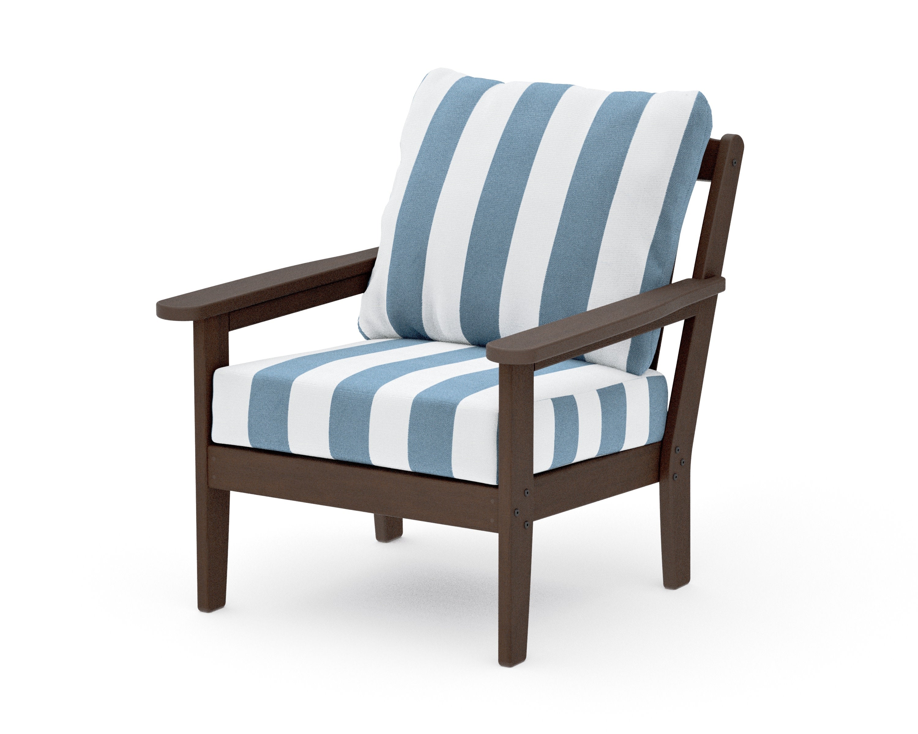 Cottage Deep Seating Chair in Kona / Cabana Stripe Sky Blue