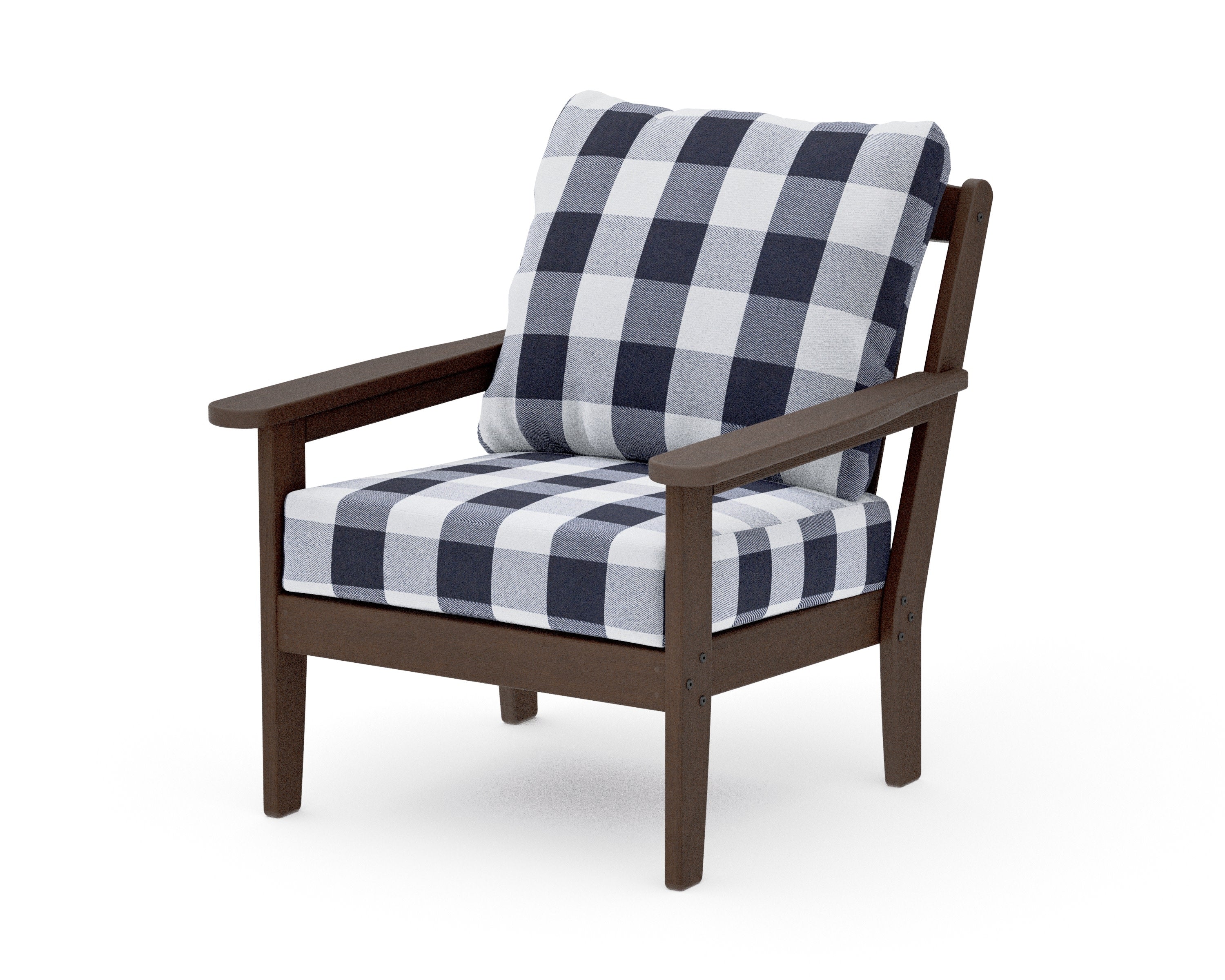 Cottage Deep Seating Chair in Kona / Buffalo Plaid Navy