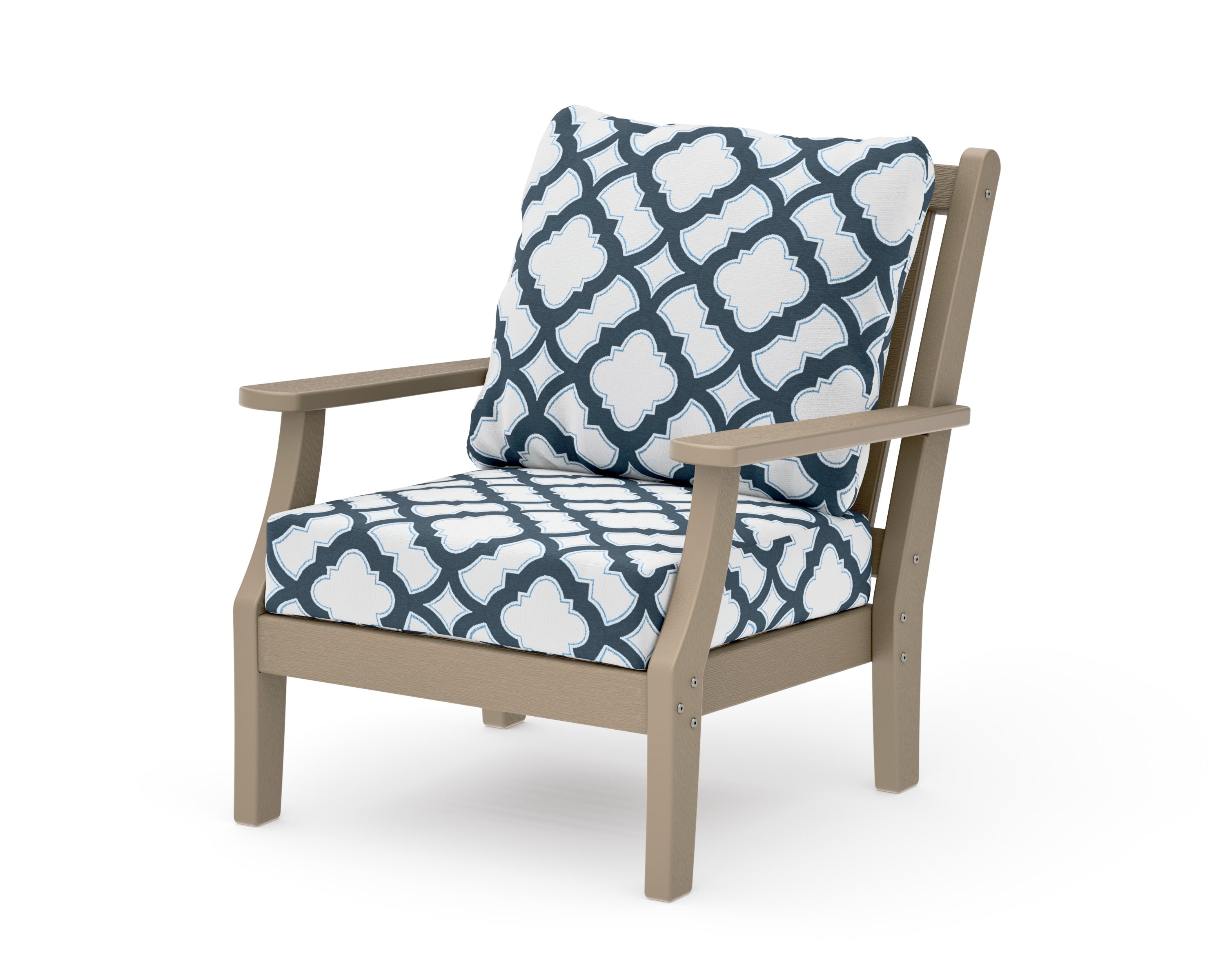 Wovendale Deep Seating Chair in Vintage Sahara / Trellis Marine Indigo