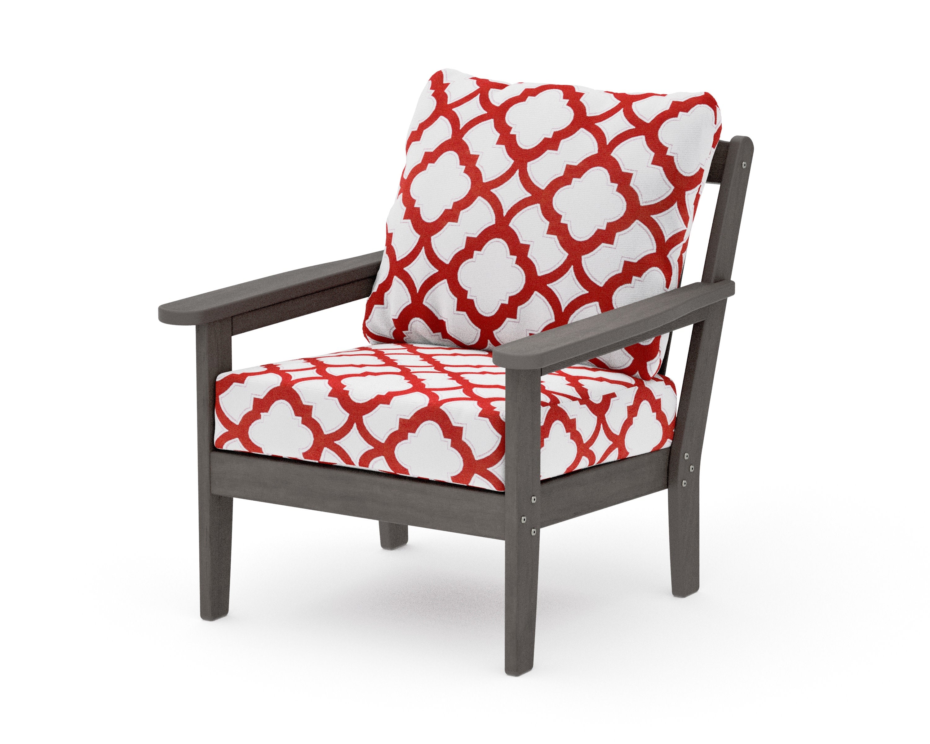 Cottage Deep Seating Chair in Driftwood / Trellis Crimson