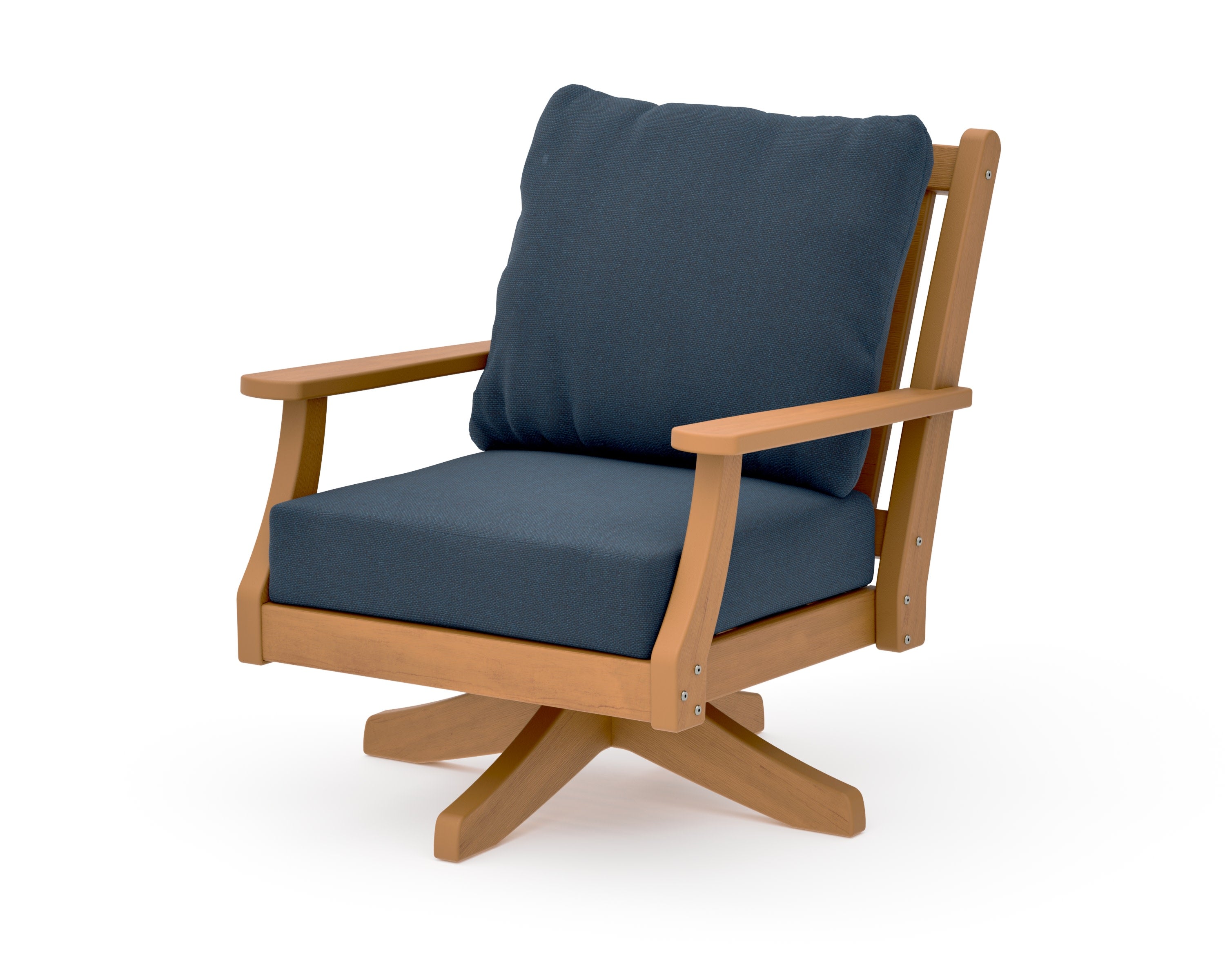 Wovendale Deep Seating Swivel Chair in Natural / Marine Indigo