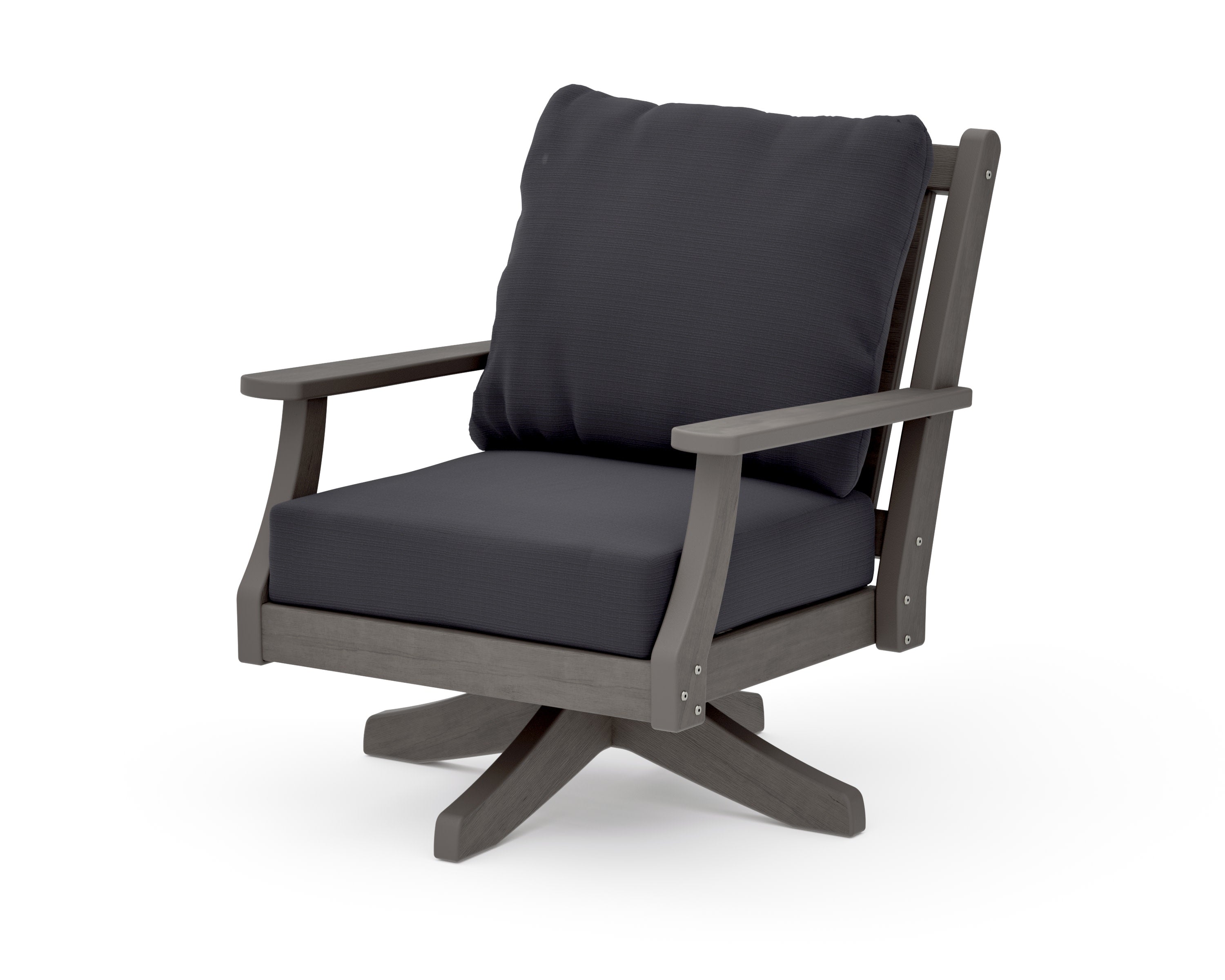 Wovendale Deep Seating Swivel Chair in Driftwood / Midnight Linen