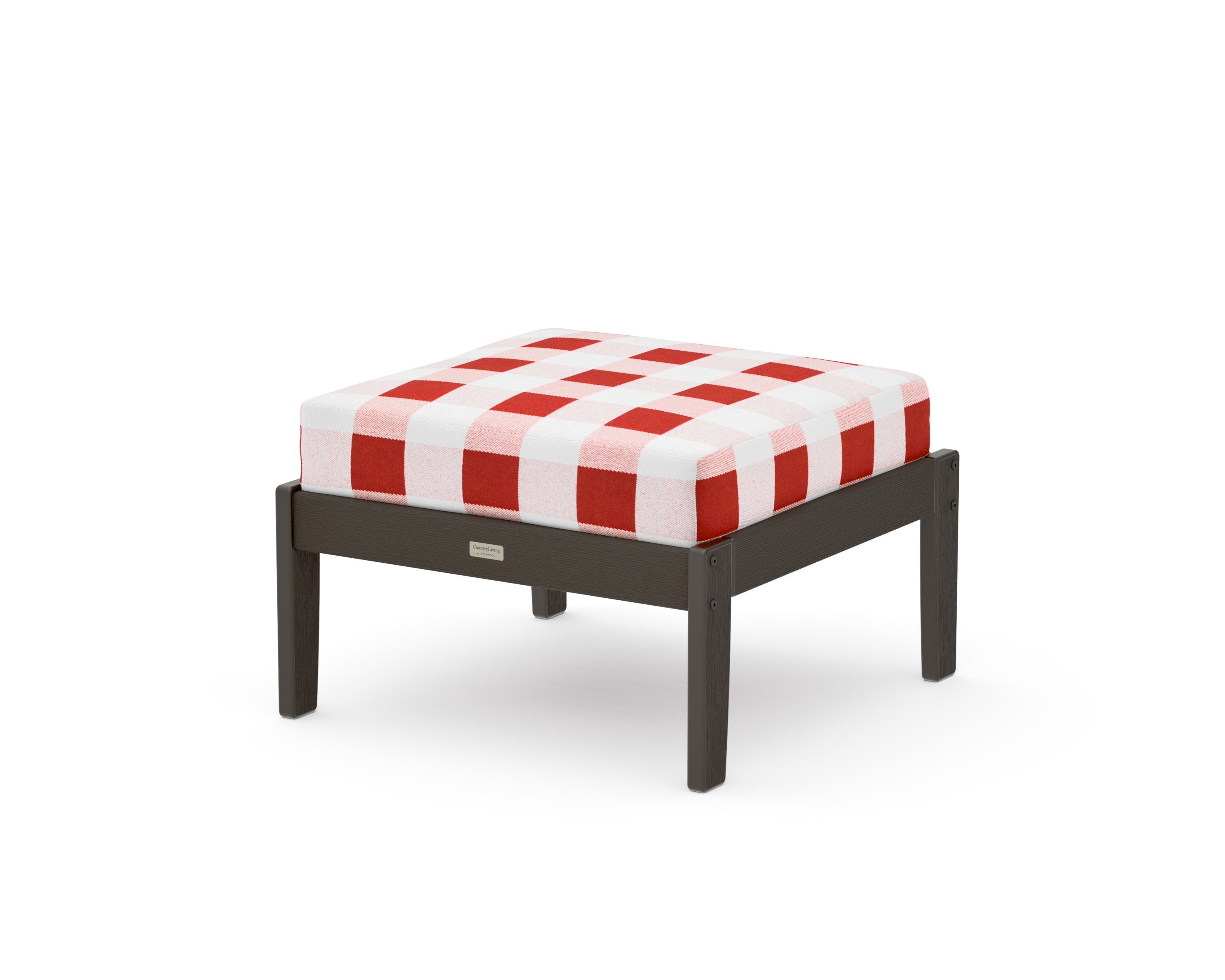 Cottage Deep Seating Ottoman in Vintage Coffee / Buffalo Plaid Crimson