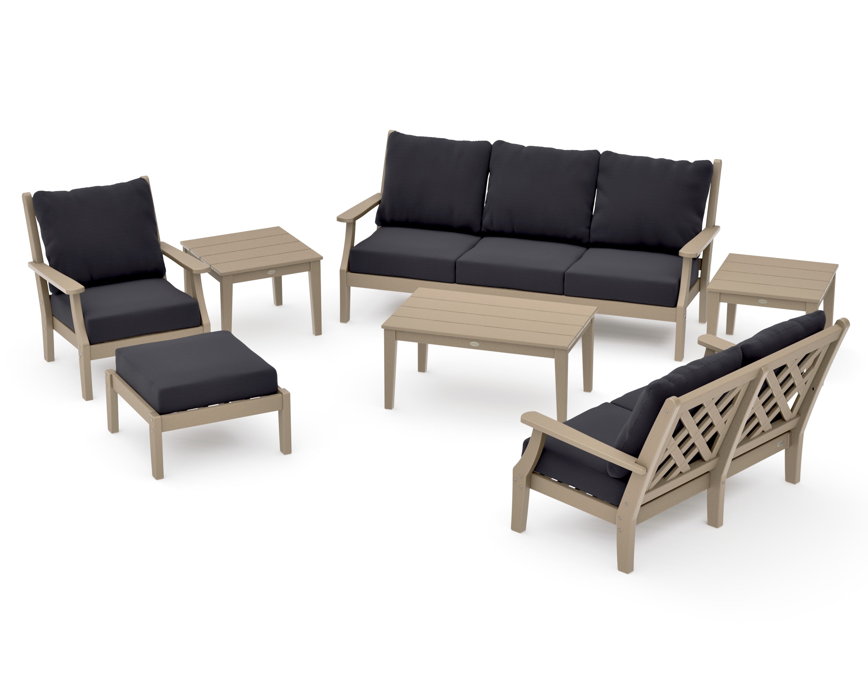 Wovendale 7-Piece Deep Seating Set in Vintage Sahara / Midnight Linen
