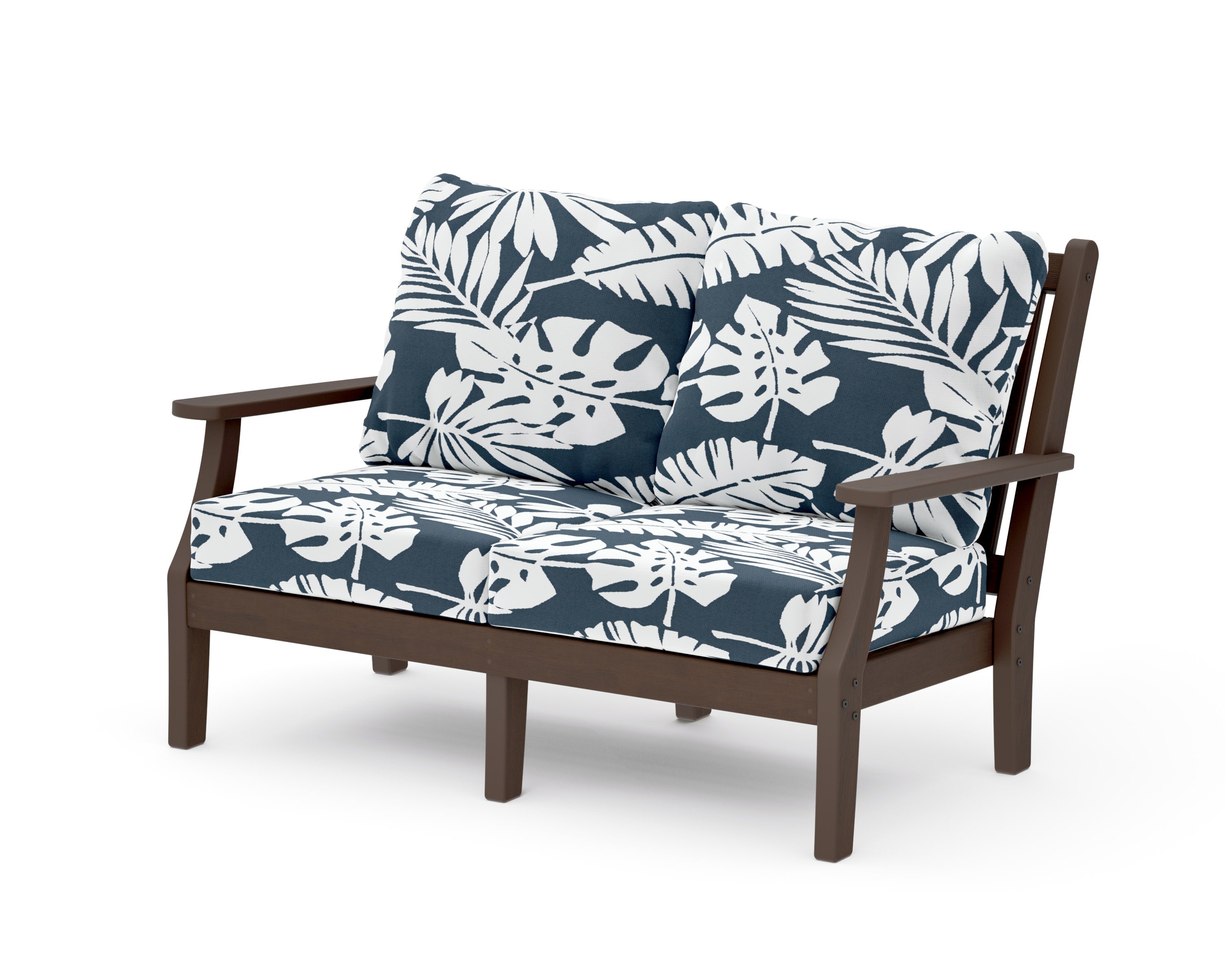 Wovendale Deep Seating Loveseat in Kona / Leaf Marine Indigo