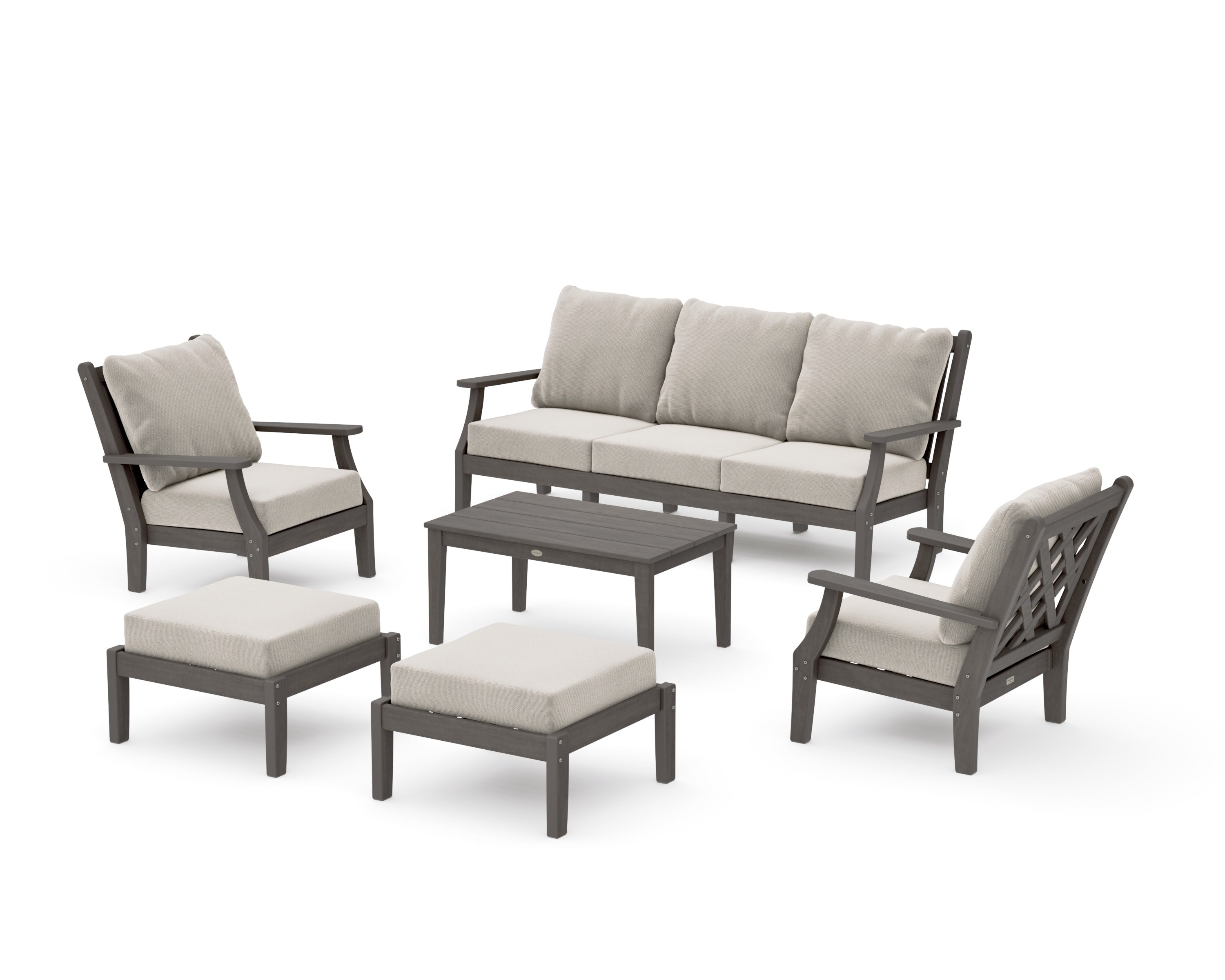 Wovendale 6-Piece Lounge Sofa Set in Driftwood / Dune Burlap