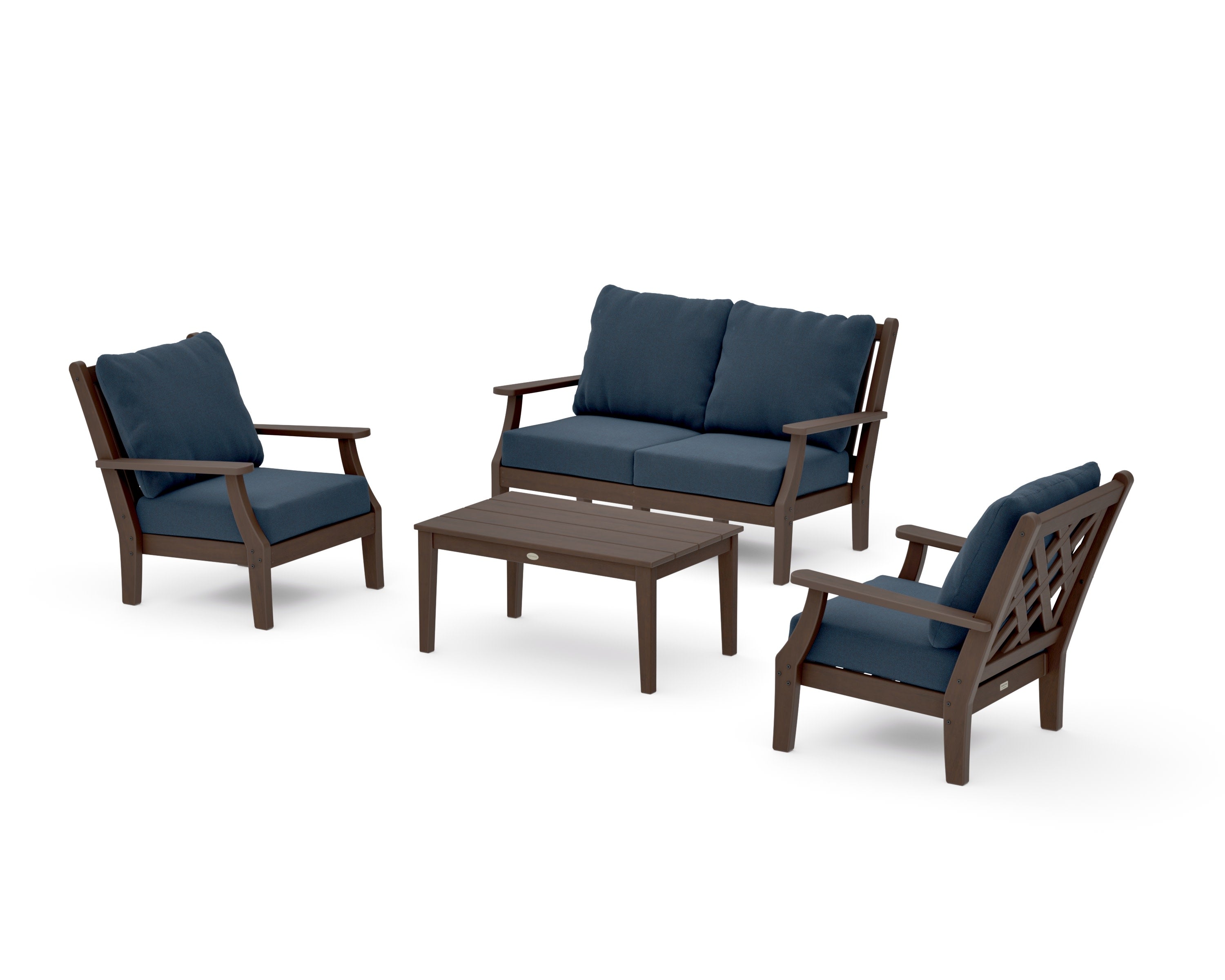 Wovendale 4-Piece Deep Seating Set with Loveseat in Kona / Marine Indigo