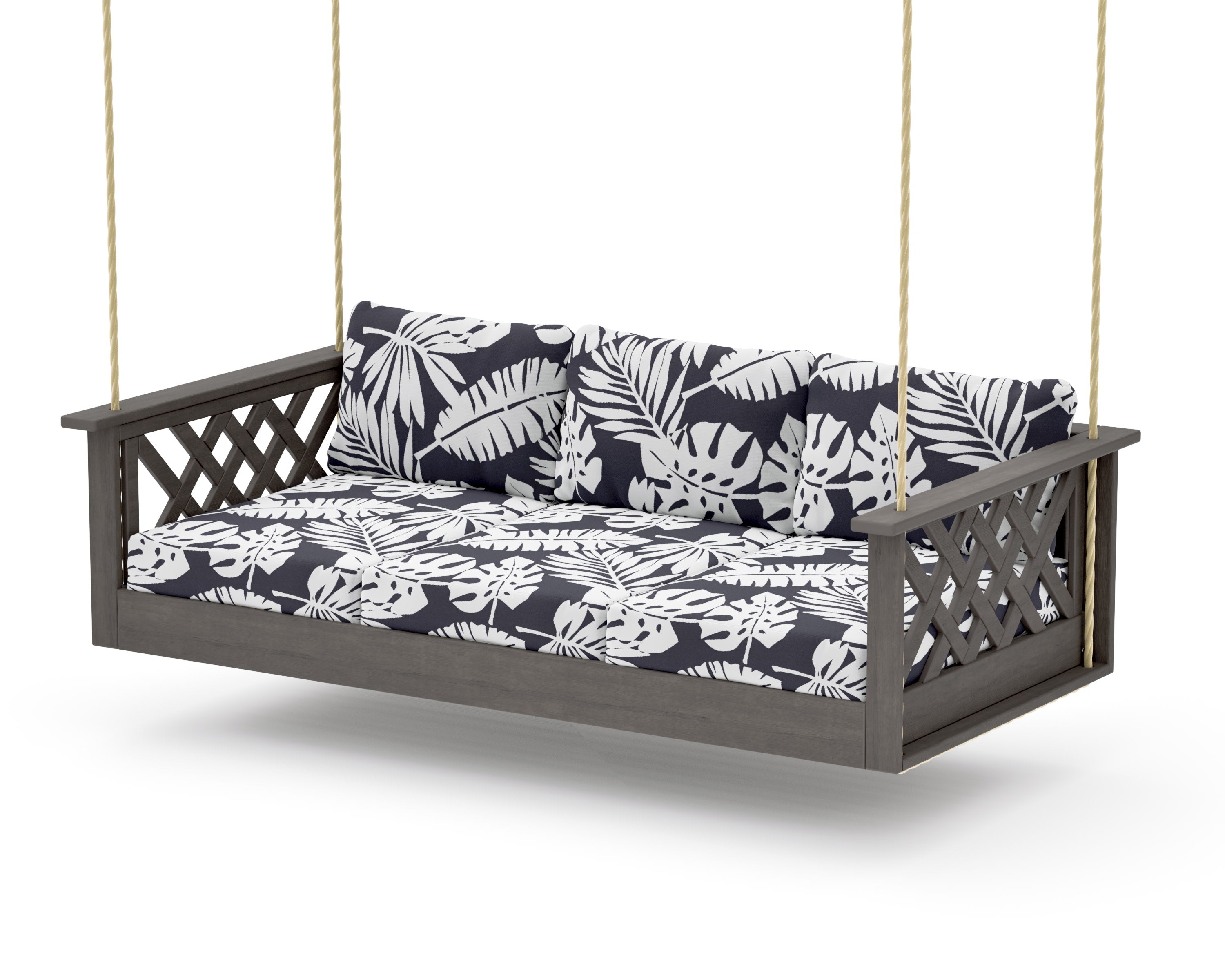 Wovendale Daybed Swing in Driftwood / Leaf Navy