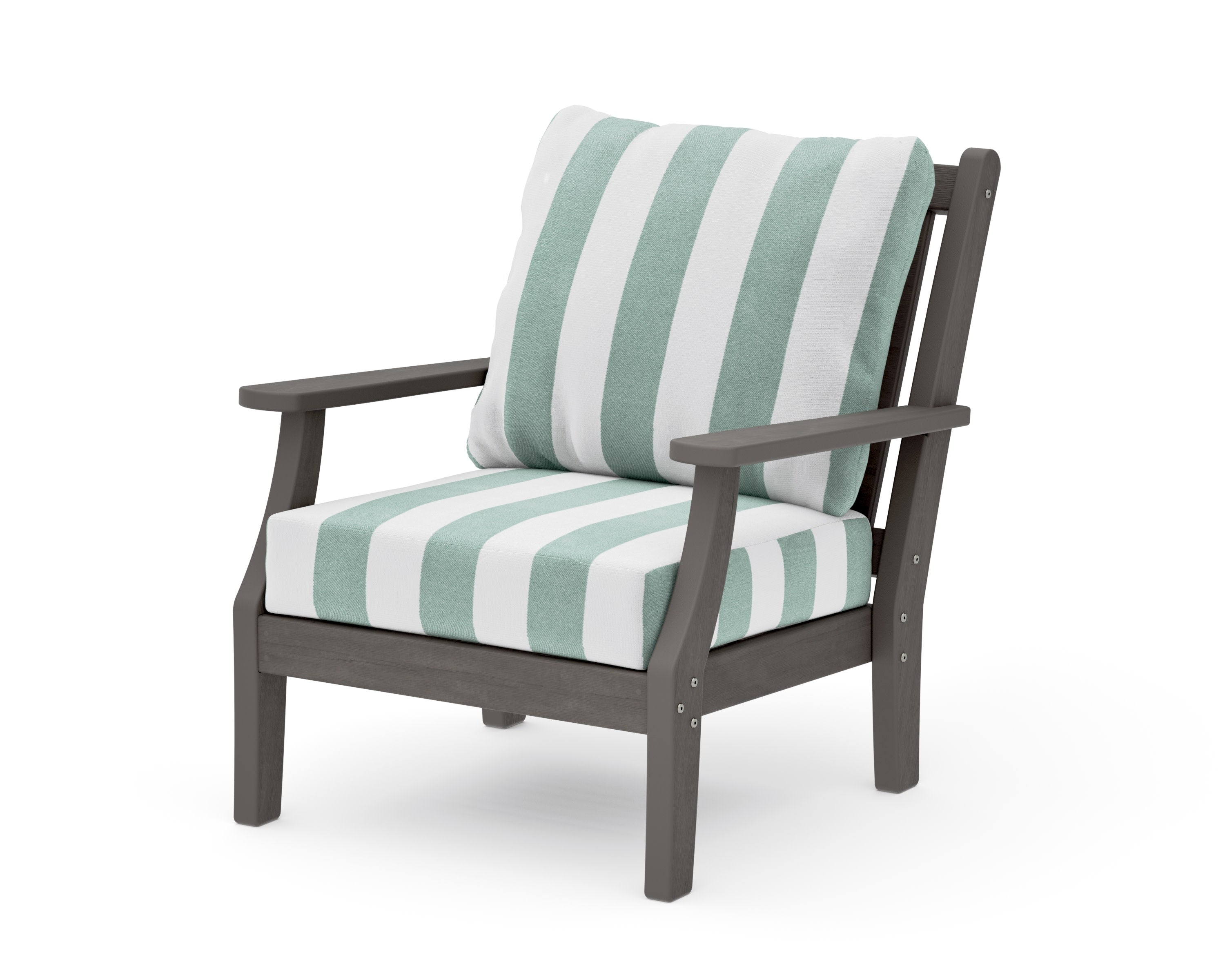 Wovendale Deep Seating Chair in Driftwood / Cabana Stripe Glacier Spa