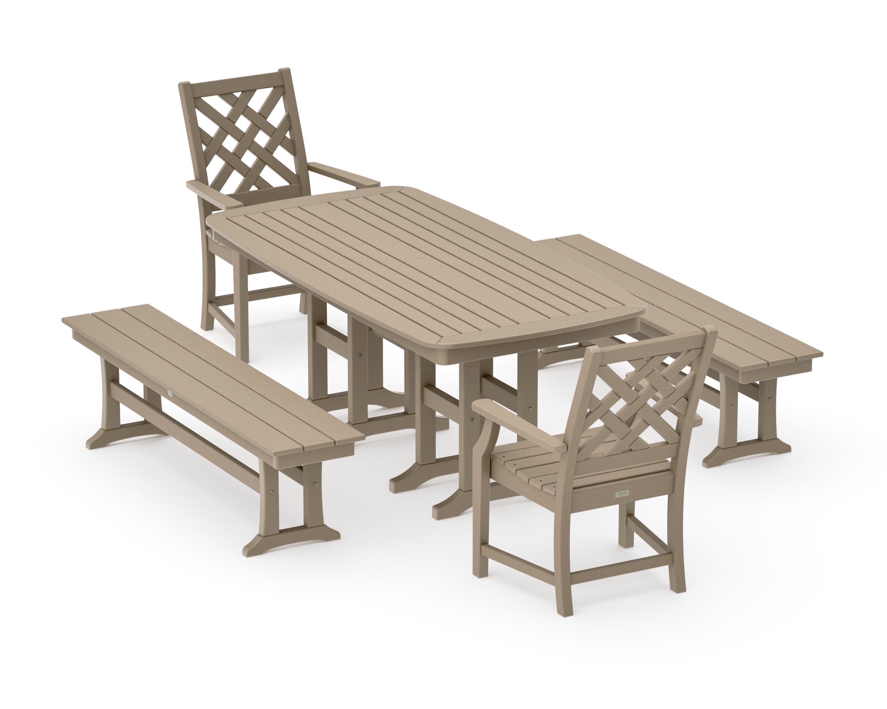 Wovendale 5-Piece Dining Set with Benches in Vintage Sahara