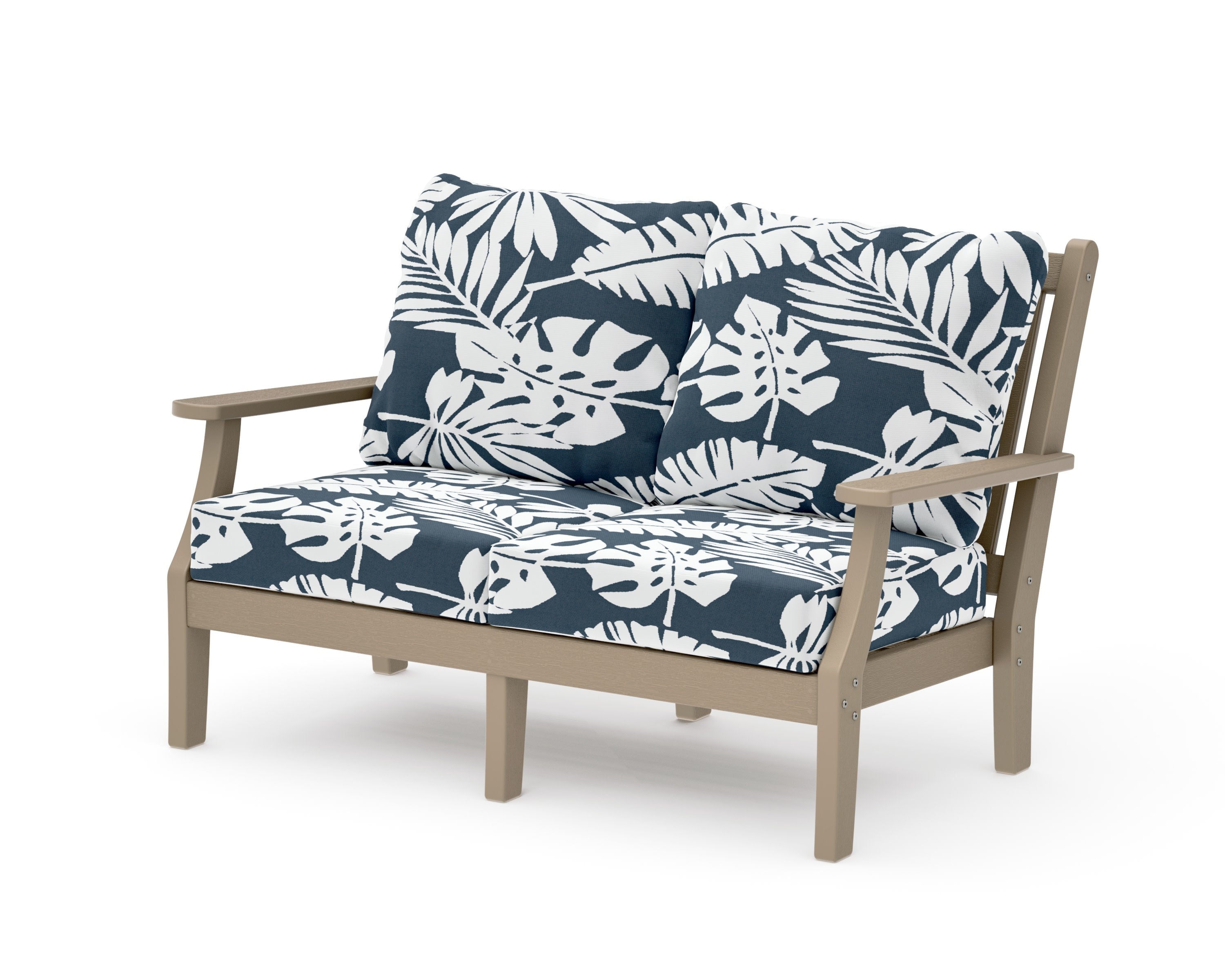 Wovendale Deep Seating Loveseat in Vintage Sahara / Leaf Marine Indigo