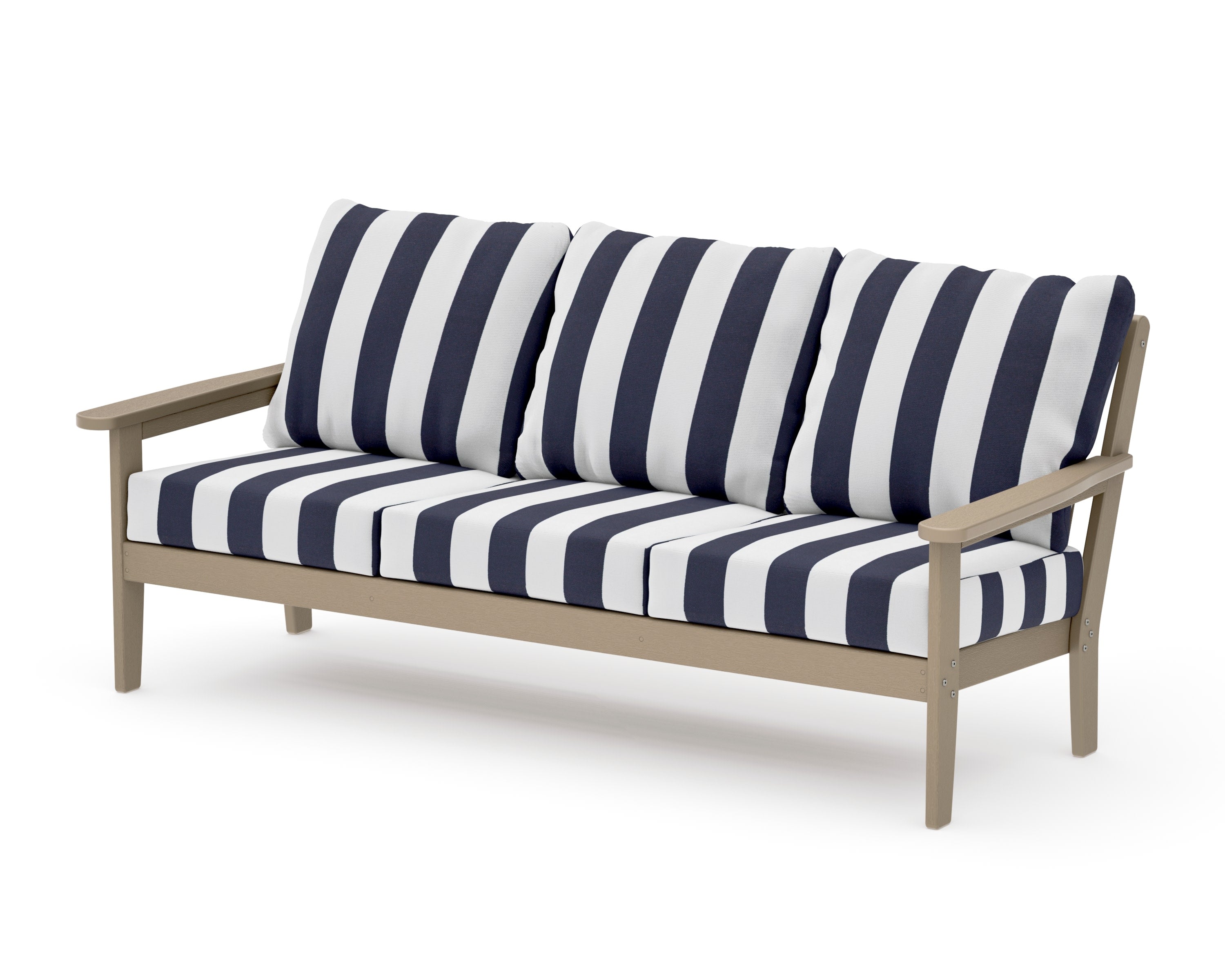 Cottage Deep Seating Sofa in Vintage Sahara / Cabana Stripe Navy