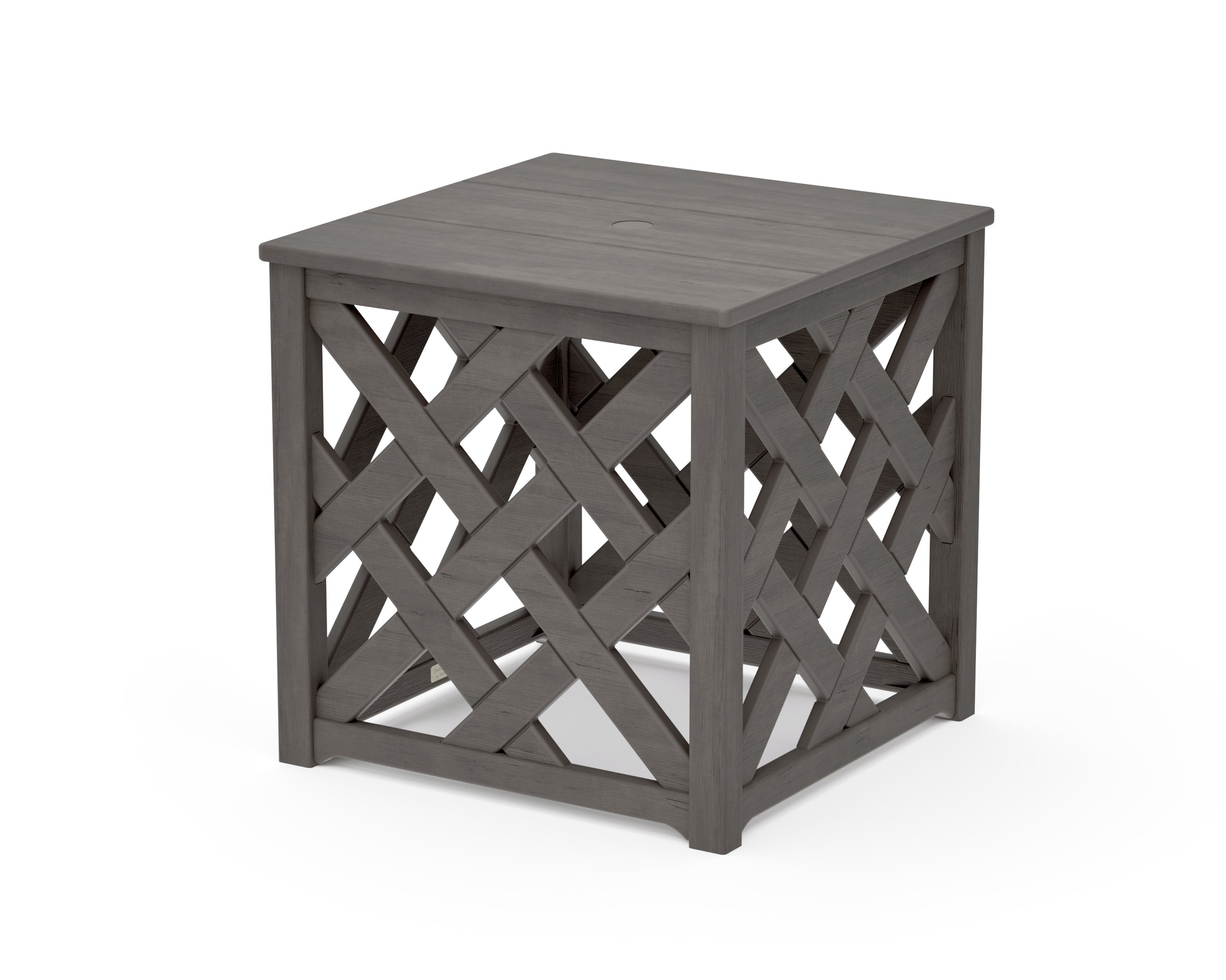 Wovendale Accent Umbrella Table in Driftwood