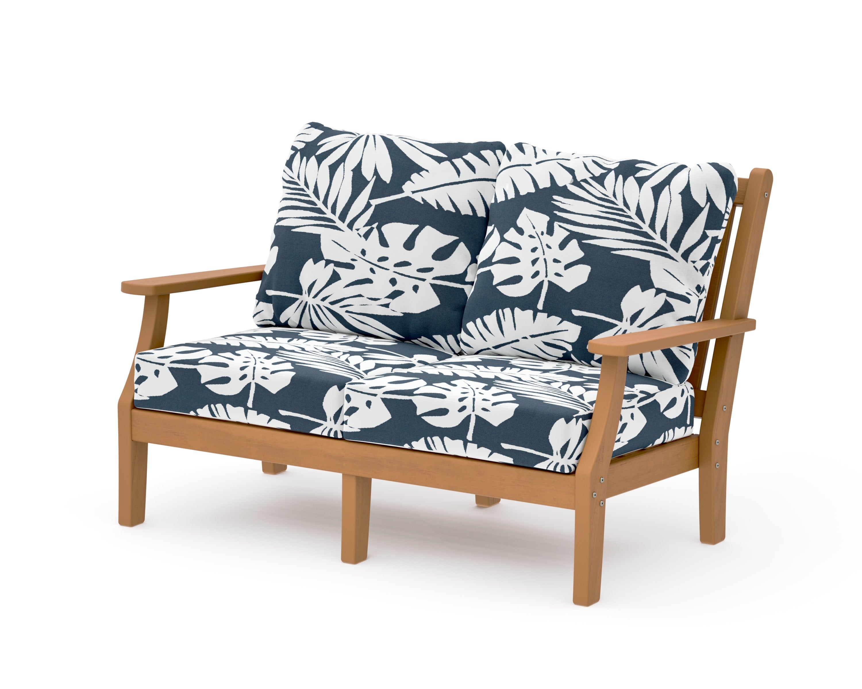 Wovendale Deep Seating Loveseat in Natural / Leaf Marine Indigo