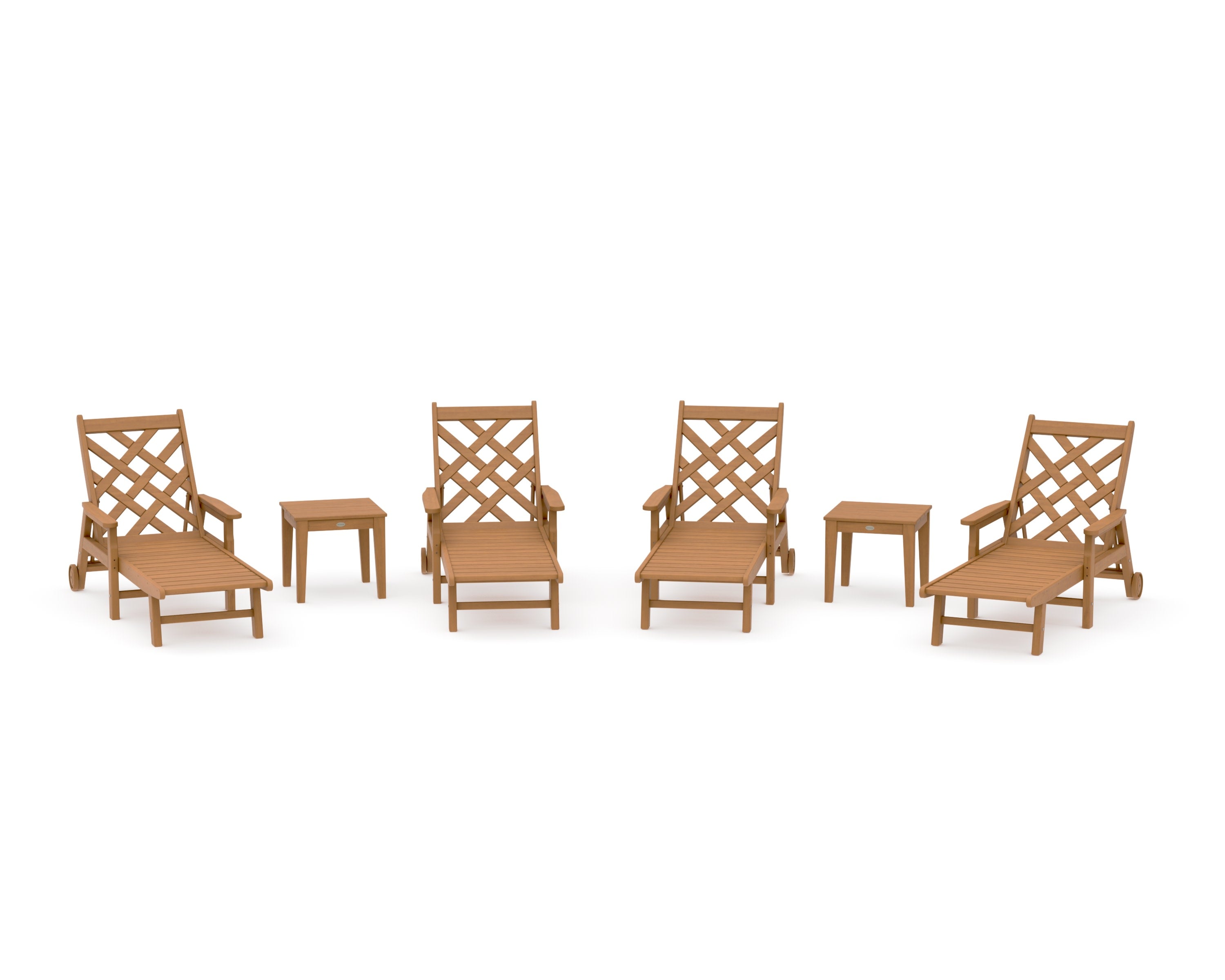 Wovendale 6-Piece Chaise Set with Arms and Wheels in Natural