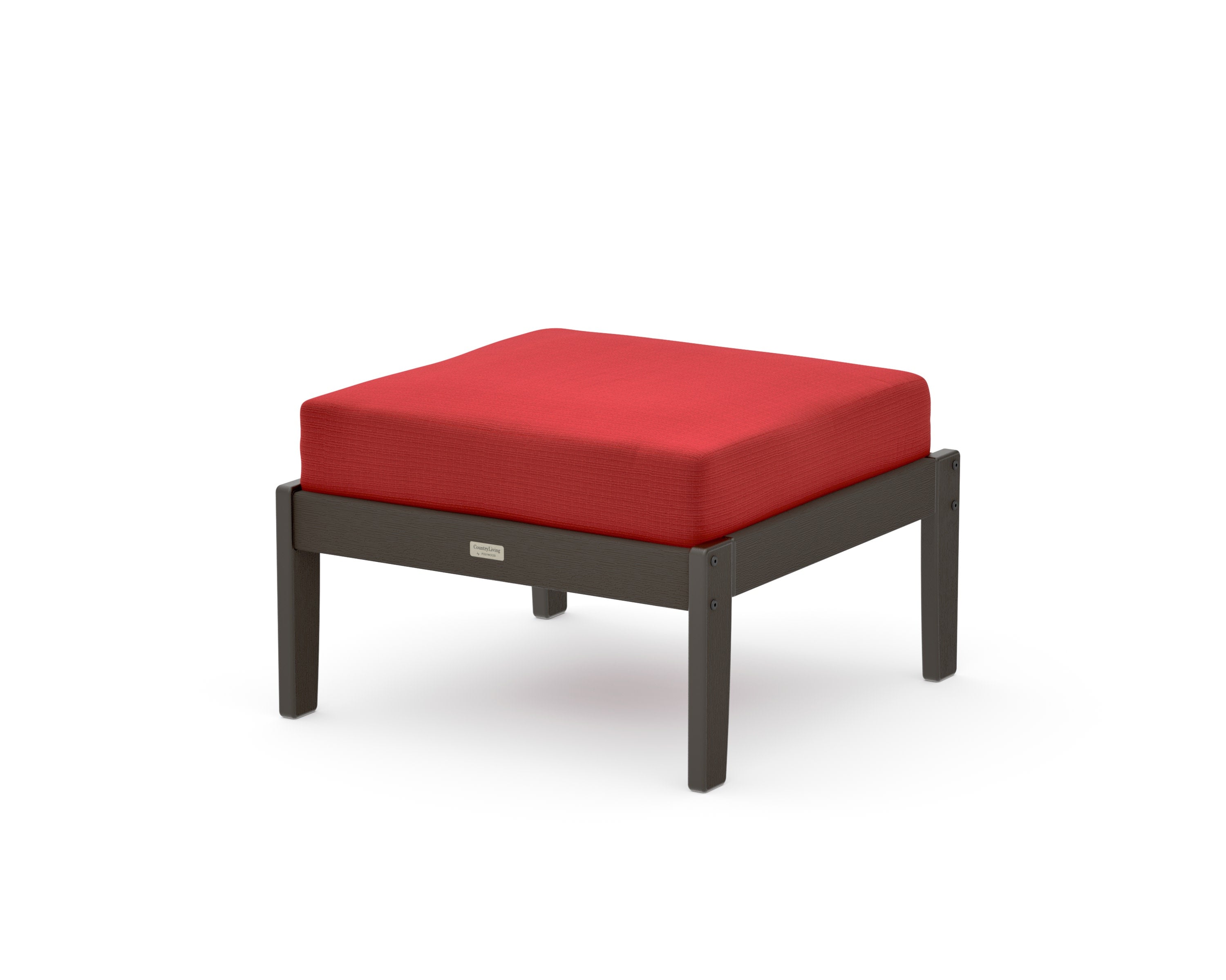 Cottage Deep Seating Ottoman in Vintage Coffee / Crimson Linen