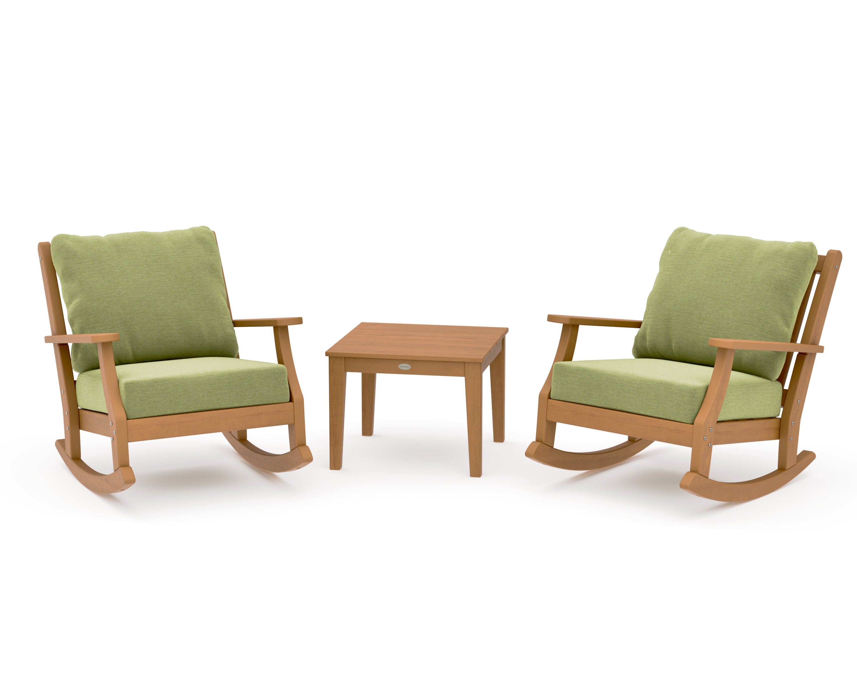 Wovendale 3-Piece Deep Seating Rocker Set in Natural / Chartreuse Boucle