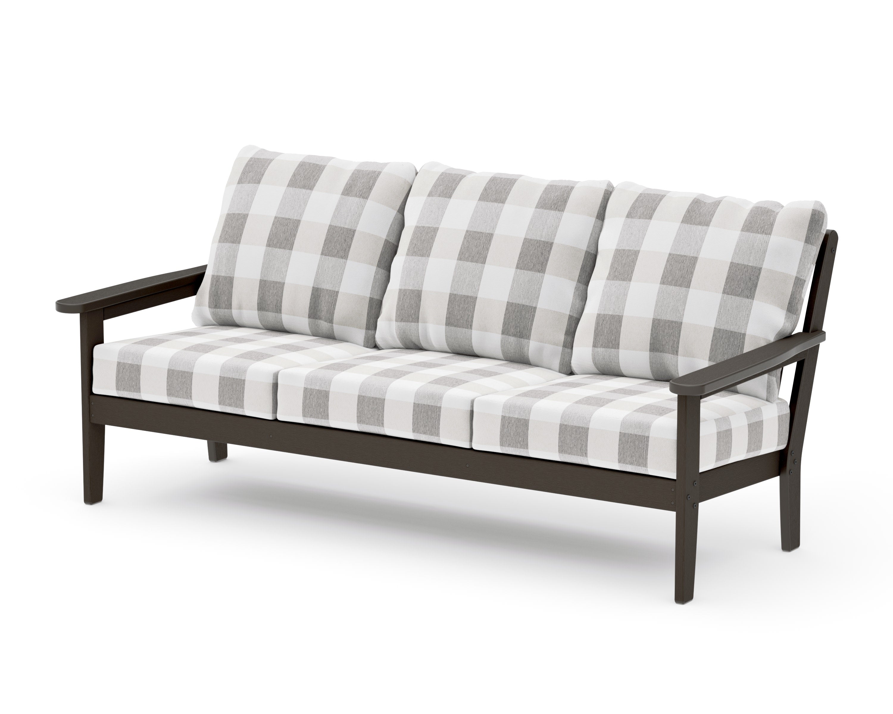 Cottage Deep Seating Sofa in Vintage Coffee / Buffalo Plaid Grey Mist