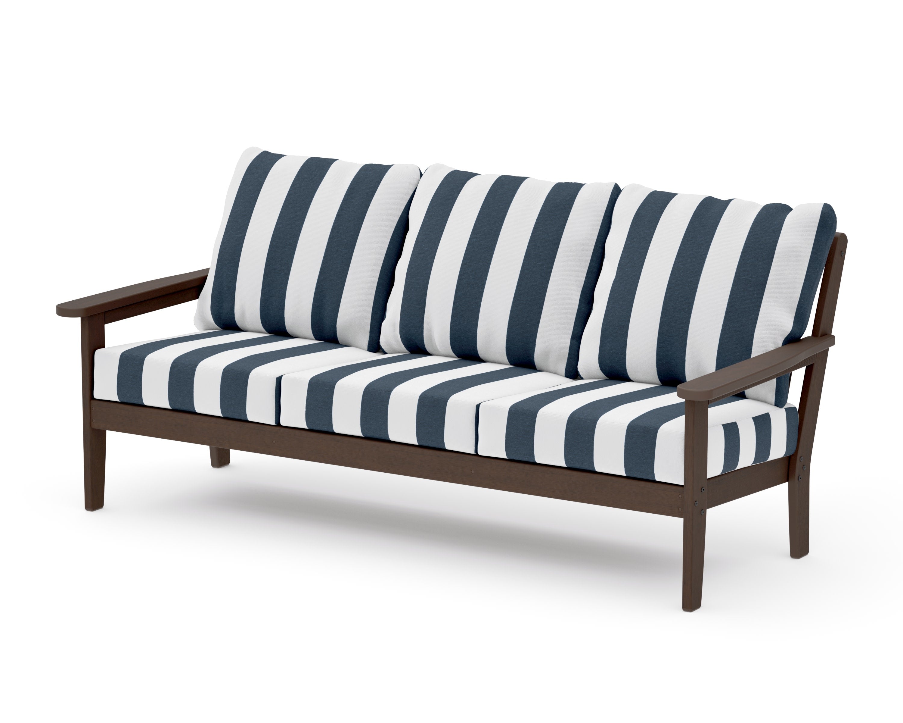 Cottage Deep Seating Sofa in Kona / Cabana Stripe Marine Indigo