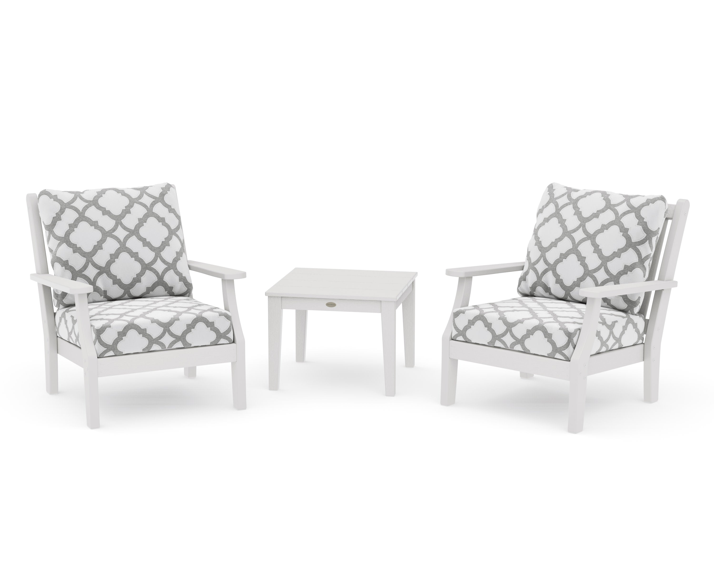 Wovendale 3-Piece Deep Seating Set in Vintage White / Trellis Grey Mist
