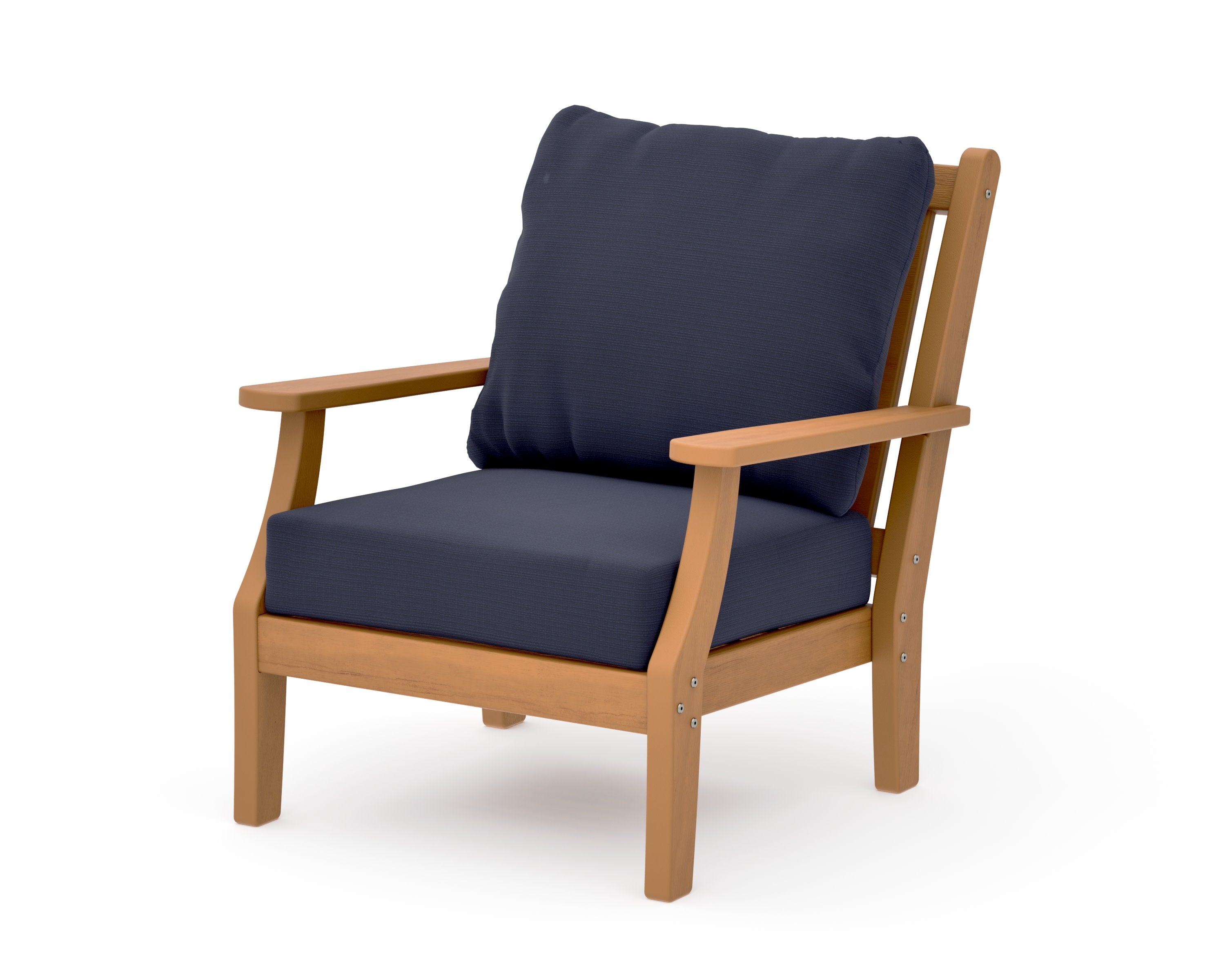 Wovendale Deep Seating Chair in Natural / Navy Linen
