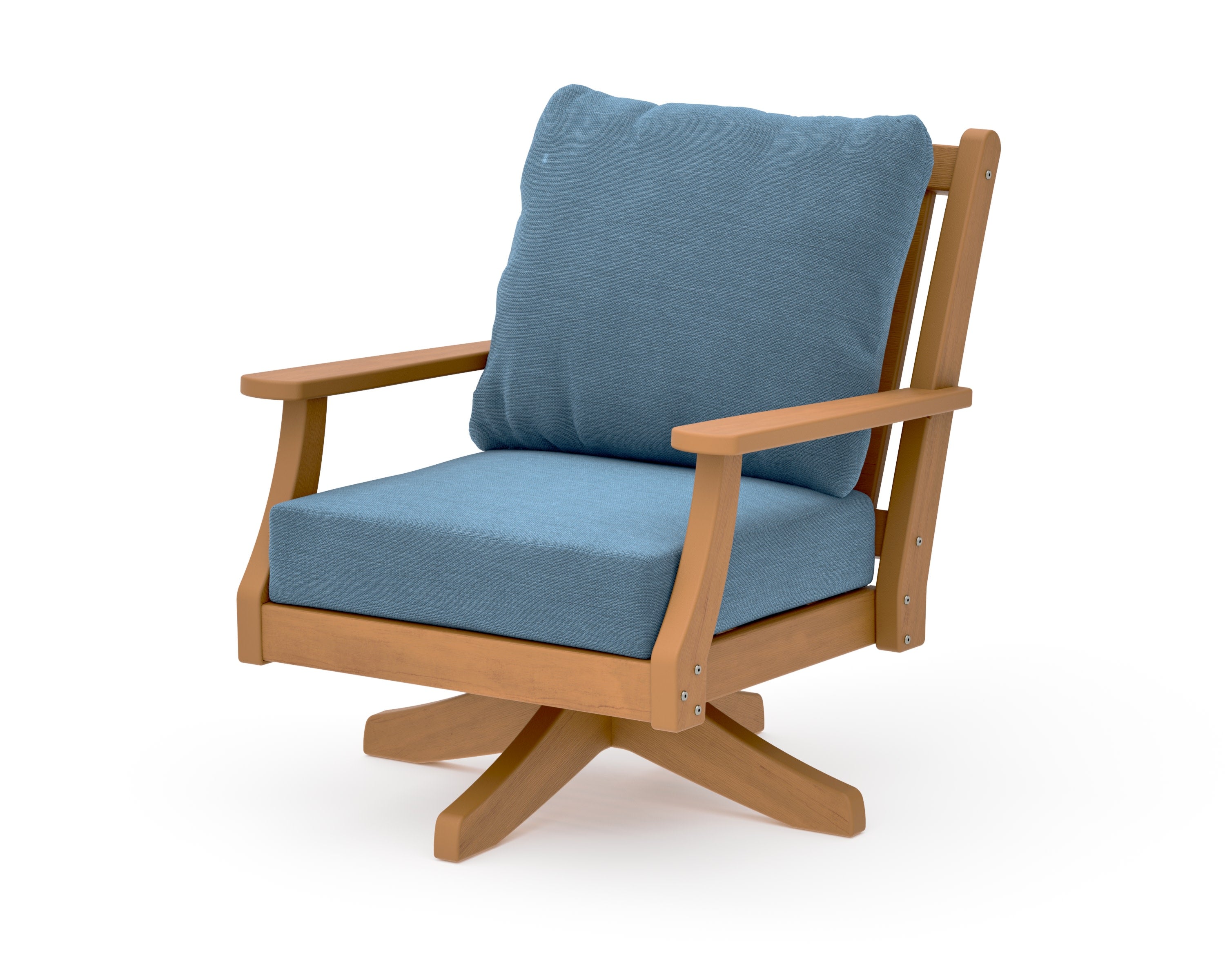 Wovendale Deep Seating Swivel Chair in Natural / Sky Blue
