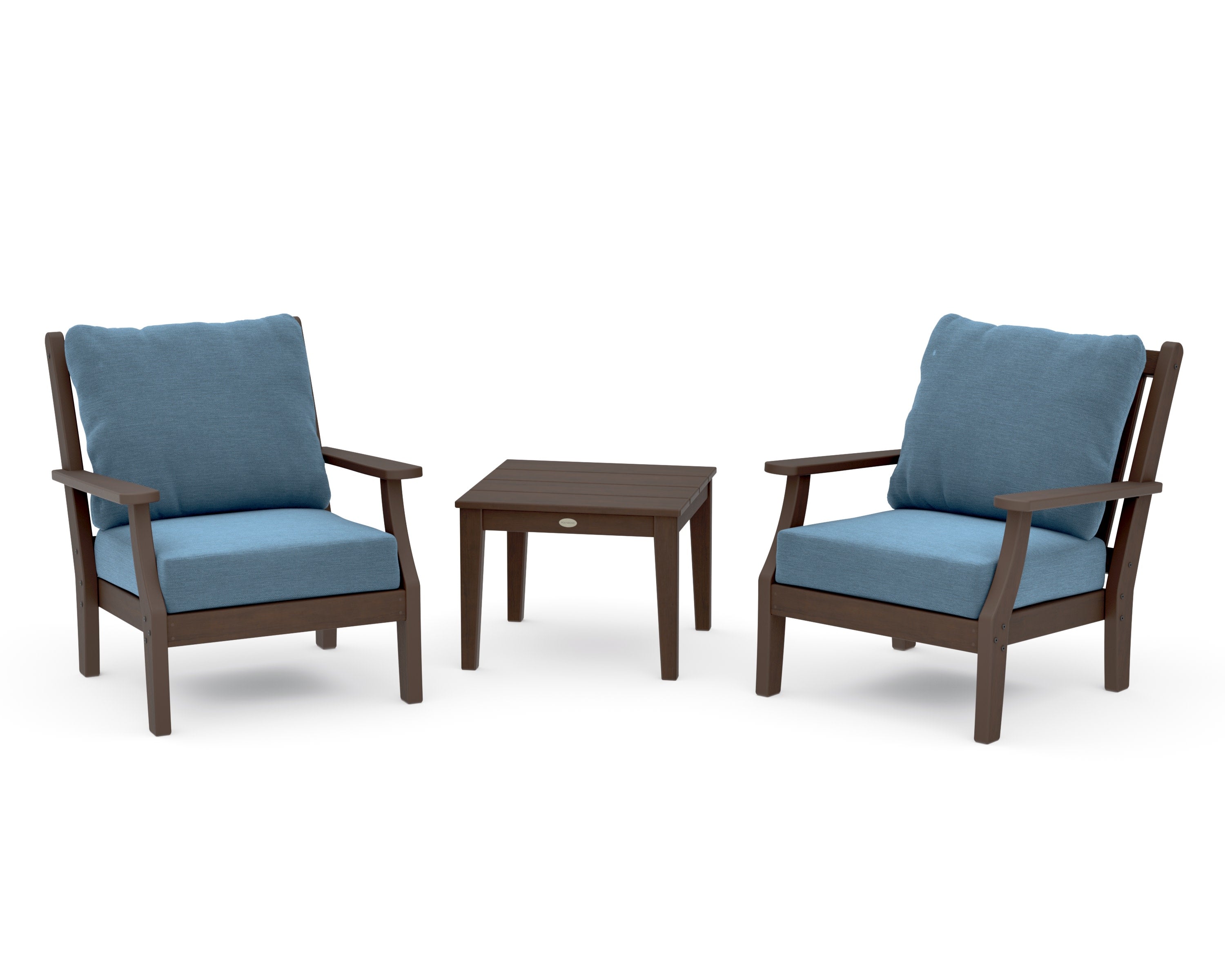 Wovendale 3-Piece Deep Seating Set in Kona / Sky Blue