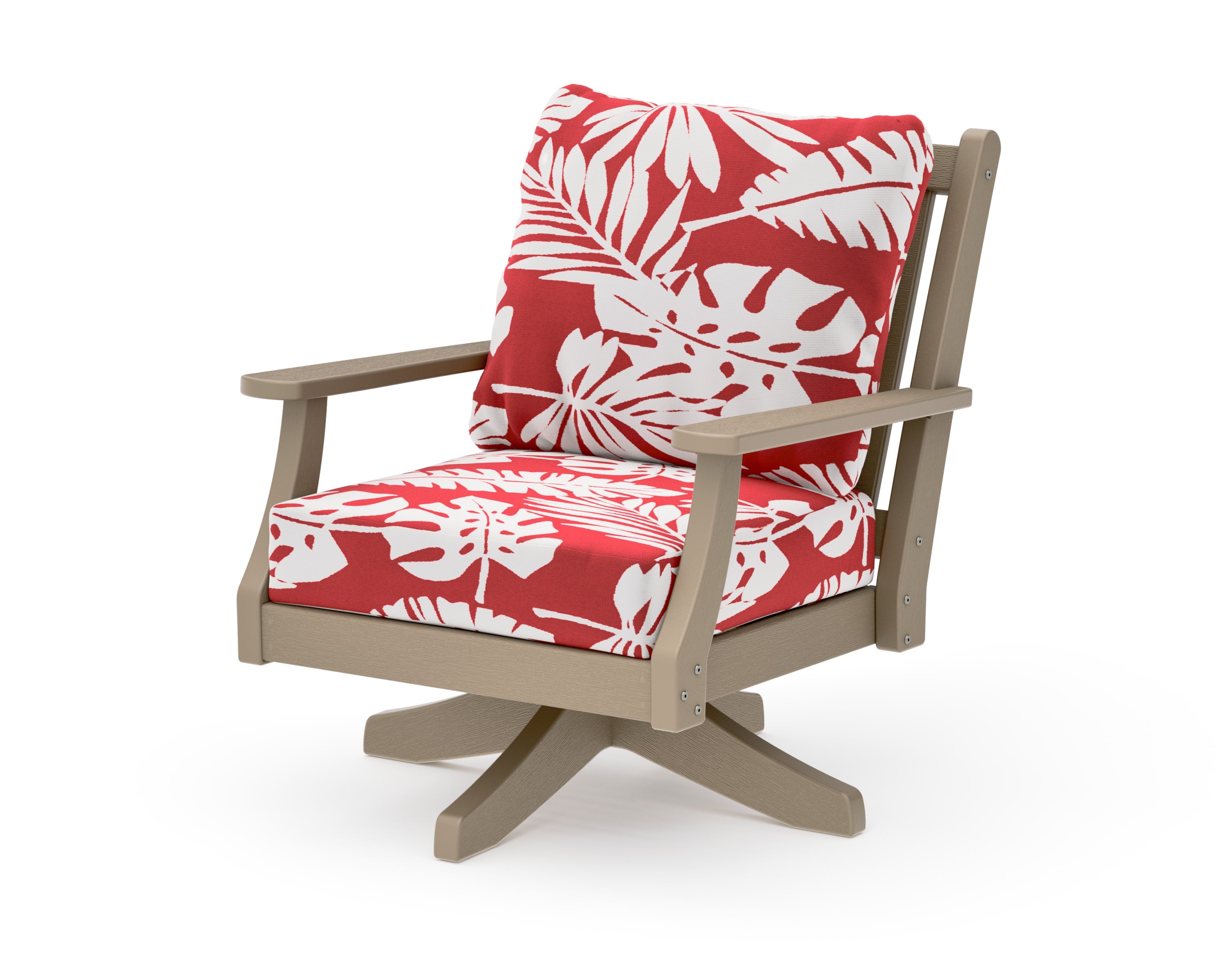 Wovendale Deep Seating Swivel Chair in Vintage Sahara / Leaf Crimson