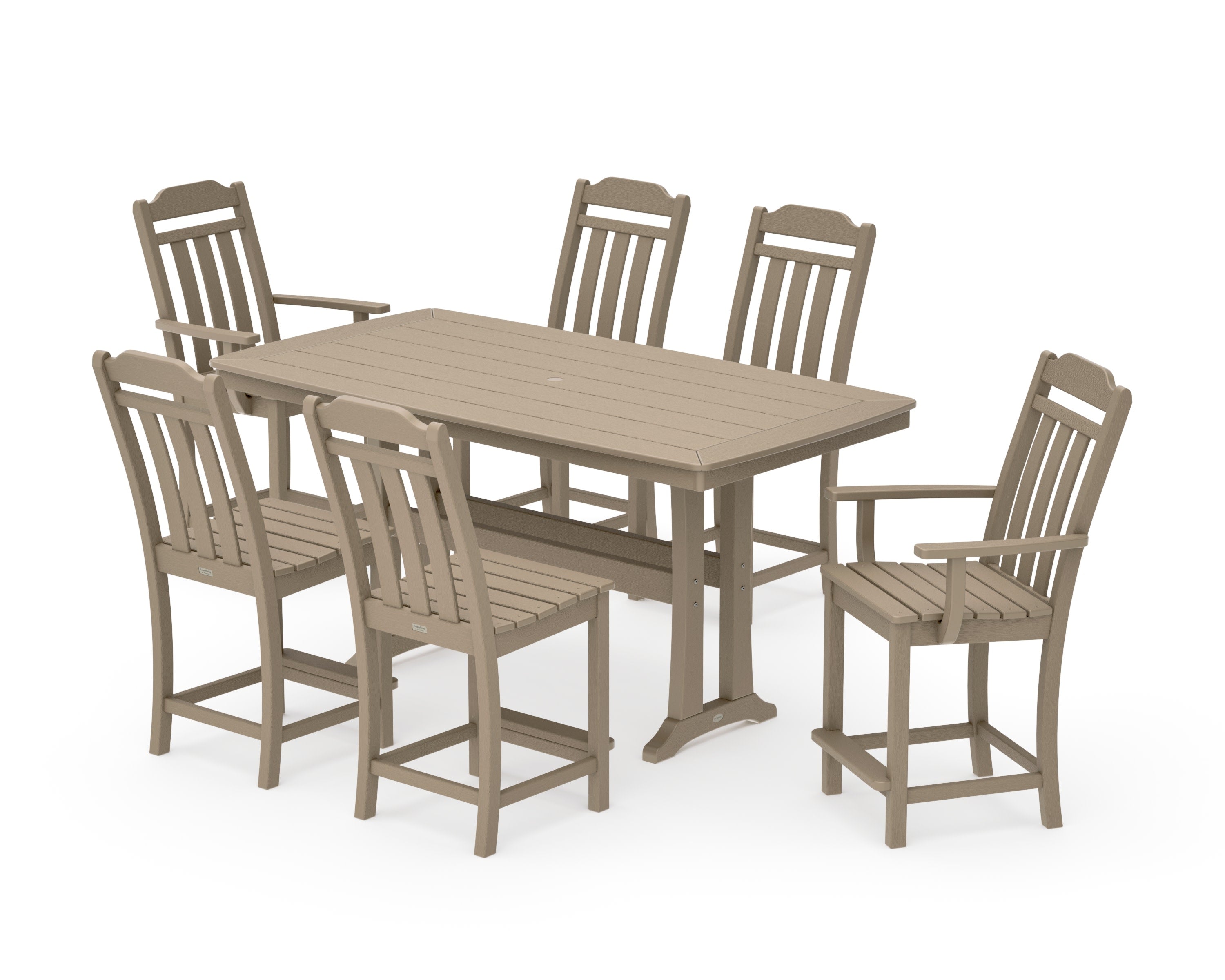 Cottage 7-Piece Counter Set with Trestle Legs in Vintage Sahara