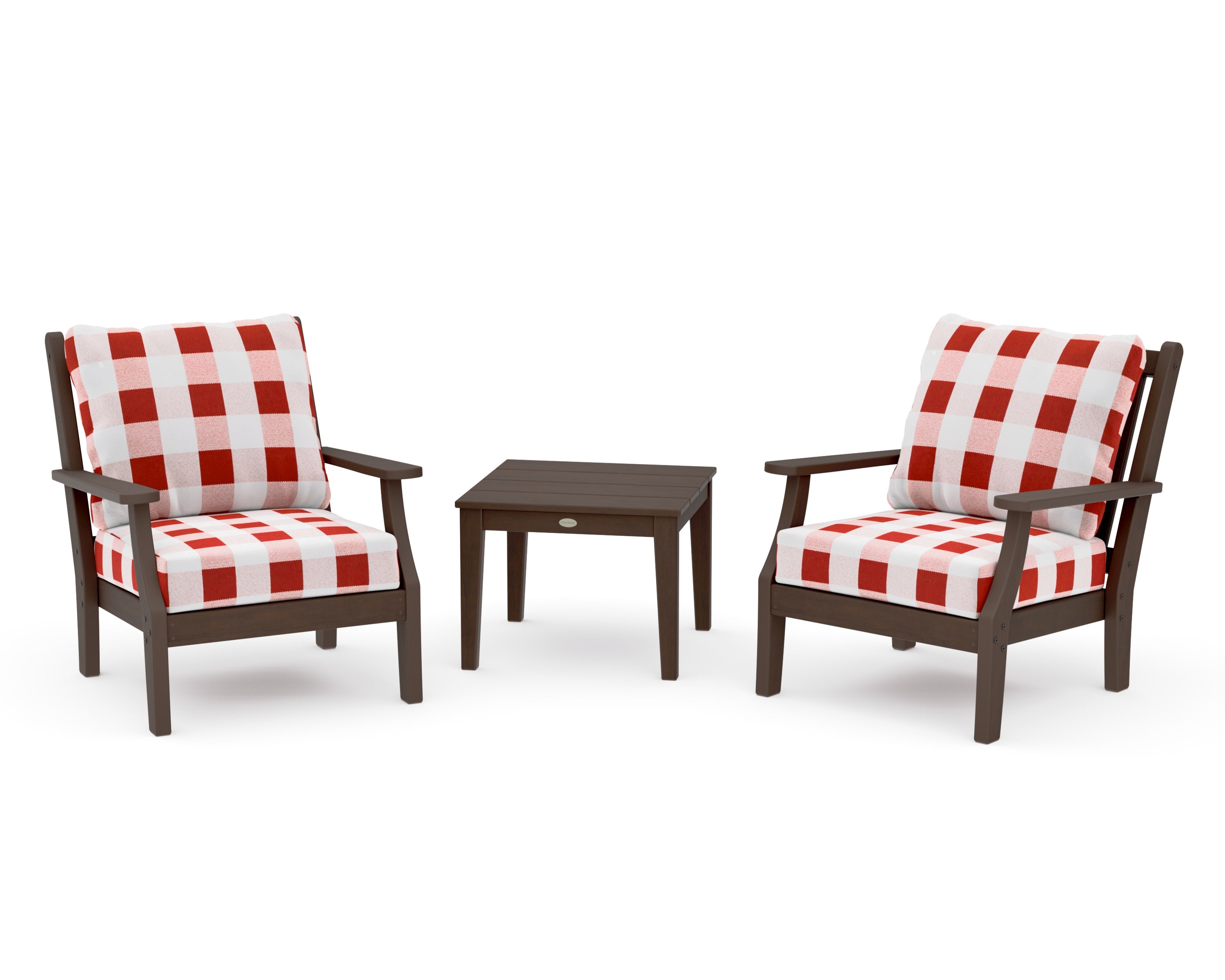 Wovendale 3-Piece Deep Seating Set in Kona / Buffalo Plaid Crimson