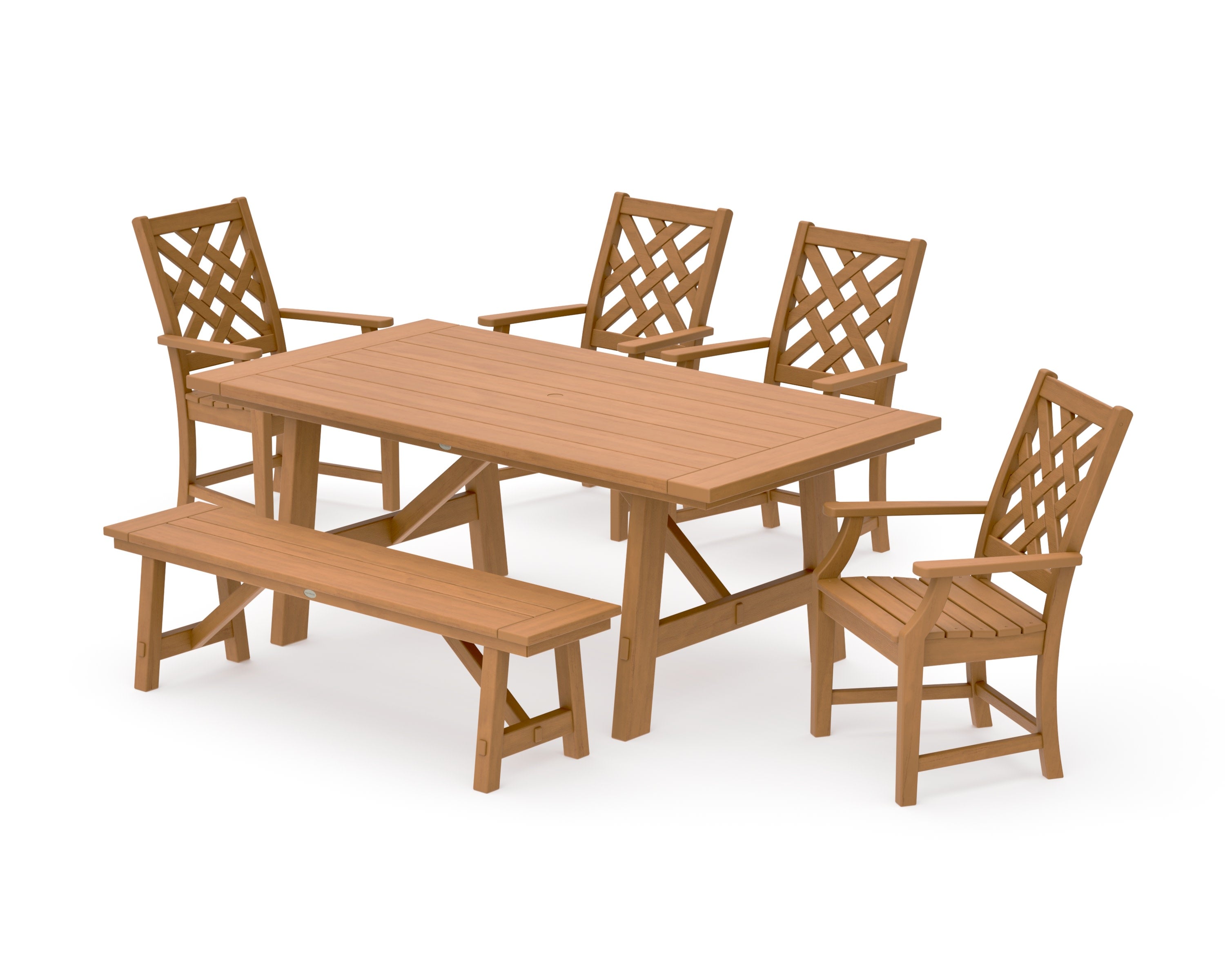 Wovendale 6-Piece Rustic Farmhouse Dining Set with Bench in Natural