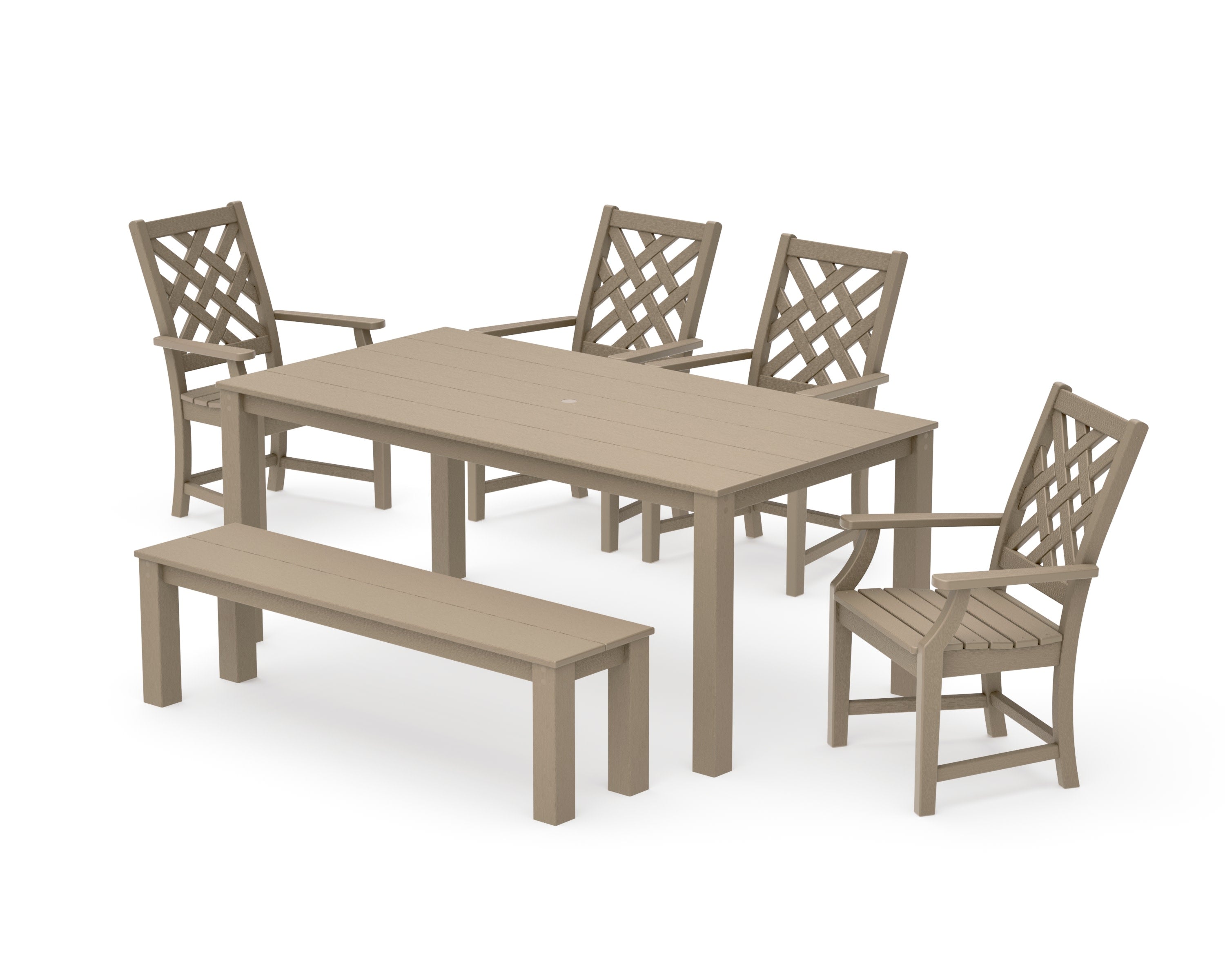 Wovendale 6-Piece Parsons Dining Set with Bench in Vintage Sahara