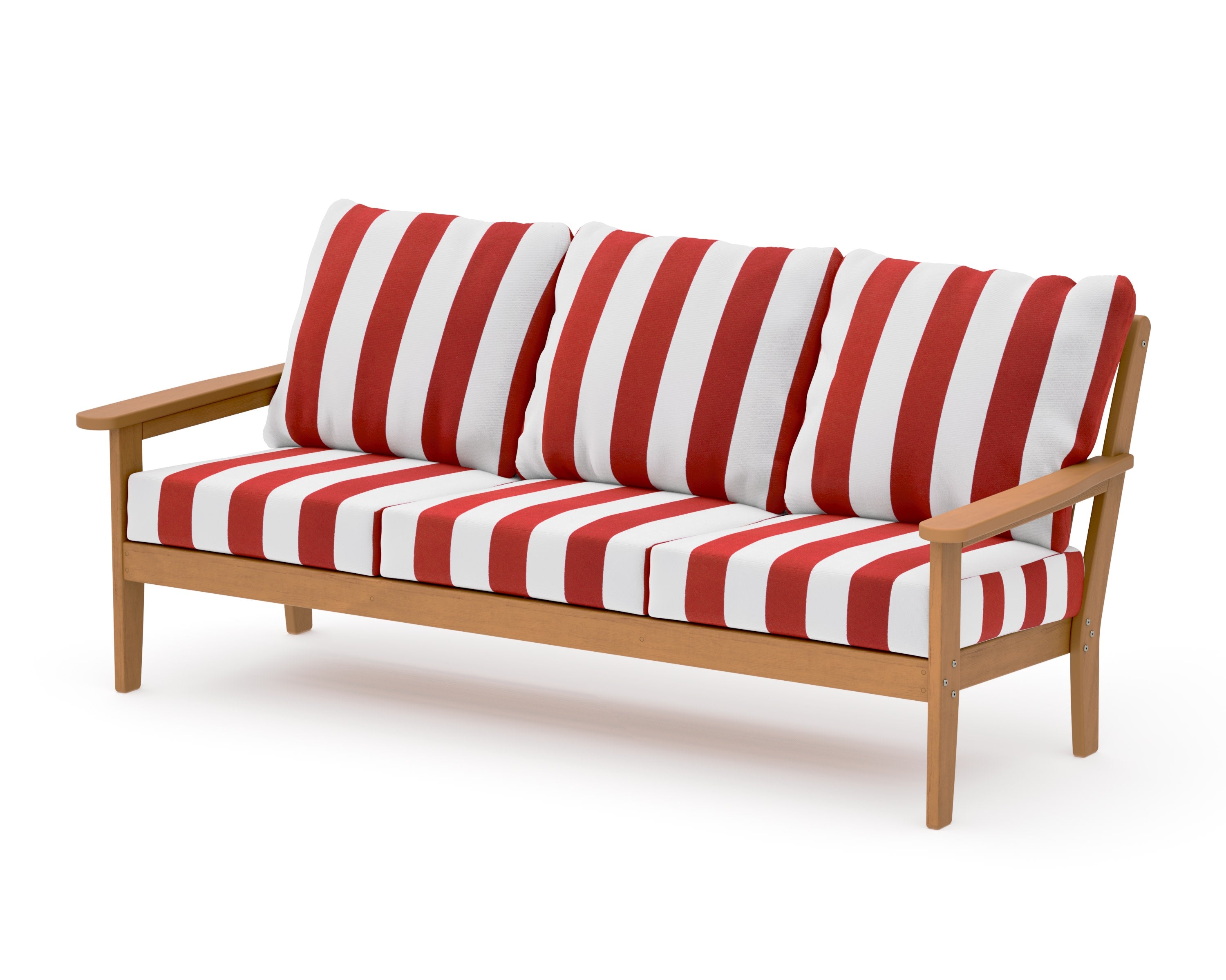 Cottage Deep Seating Sofa in Natural / Cabana Stripe Crimson